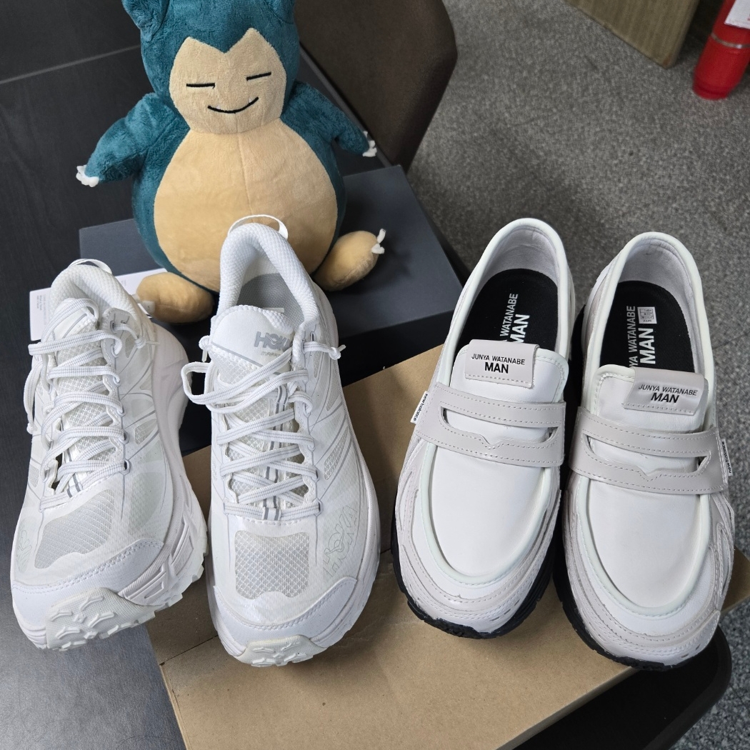 Hoka Mafate Speed 2 White Lunar Rock, New Balance x Junya Watanabe Man 1906L White 착용 스타일