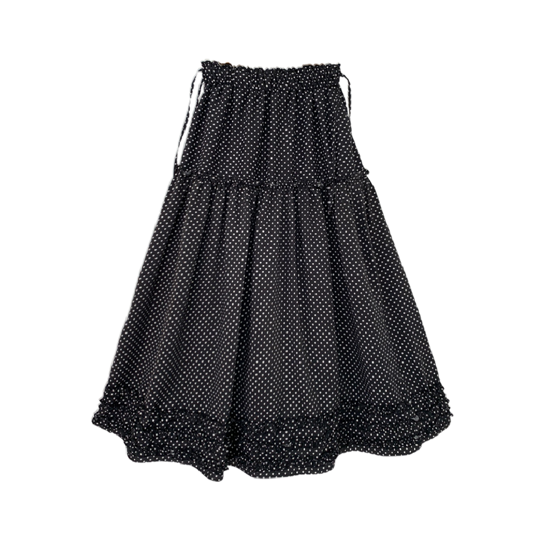 KS5BRSK005BK Kookeesee Vicky Frill Long Skirt Dot Black