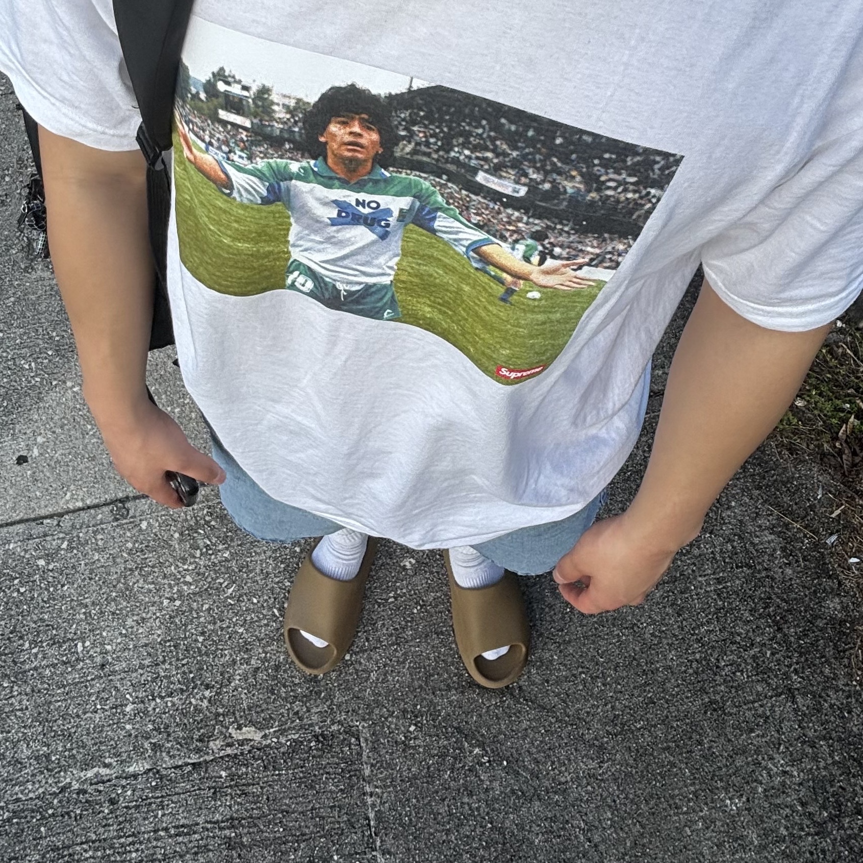 Supreme Maradona T-Shirt White - 24SS 착용 스타일