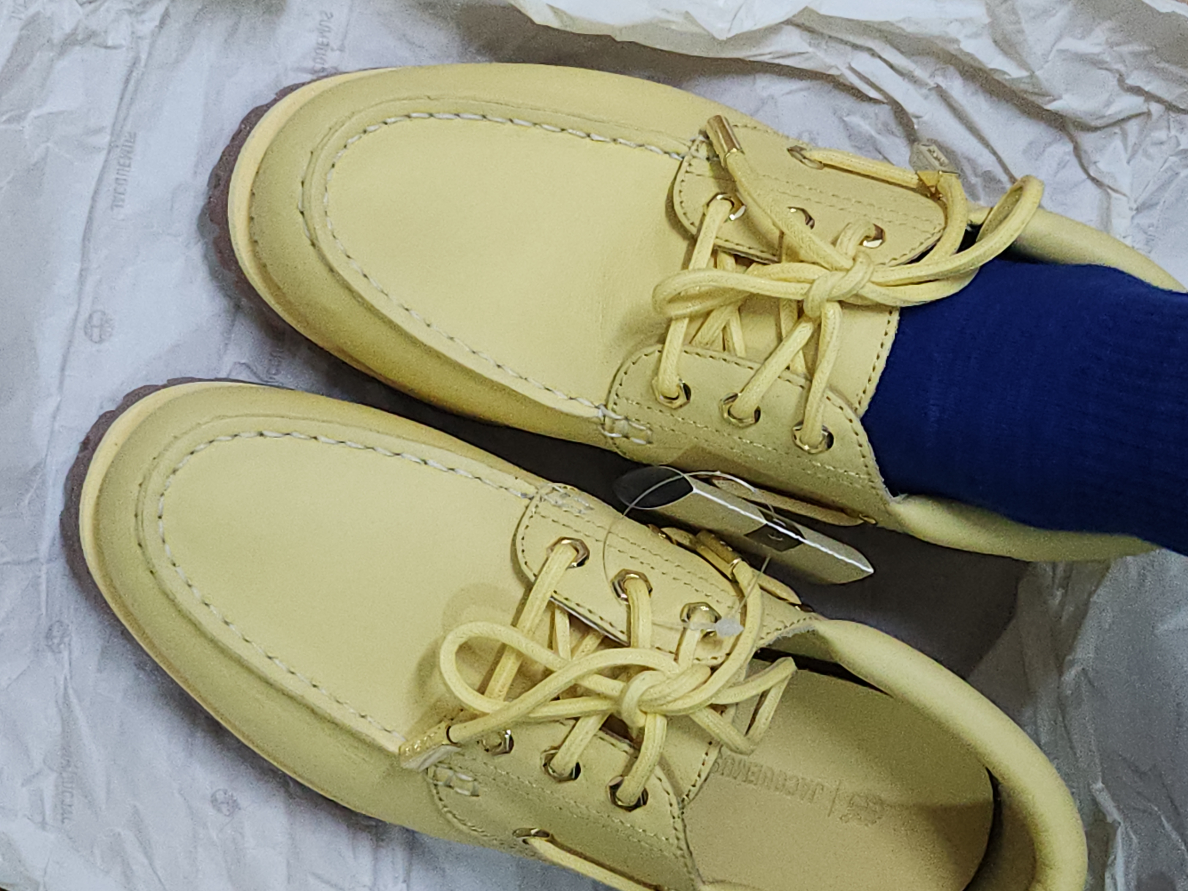 Timberland x Jacquemus 3-Eye Lug Boat Shoes Yellow - Wide 착용 스타일 - 2