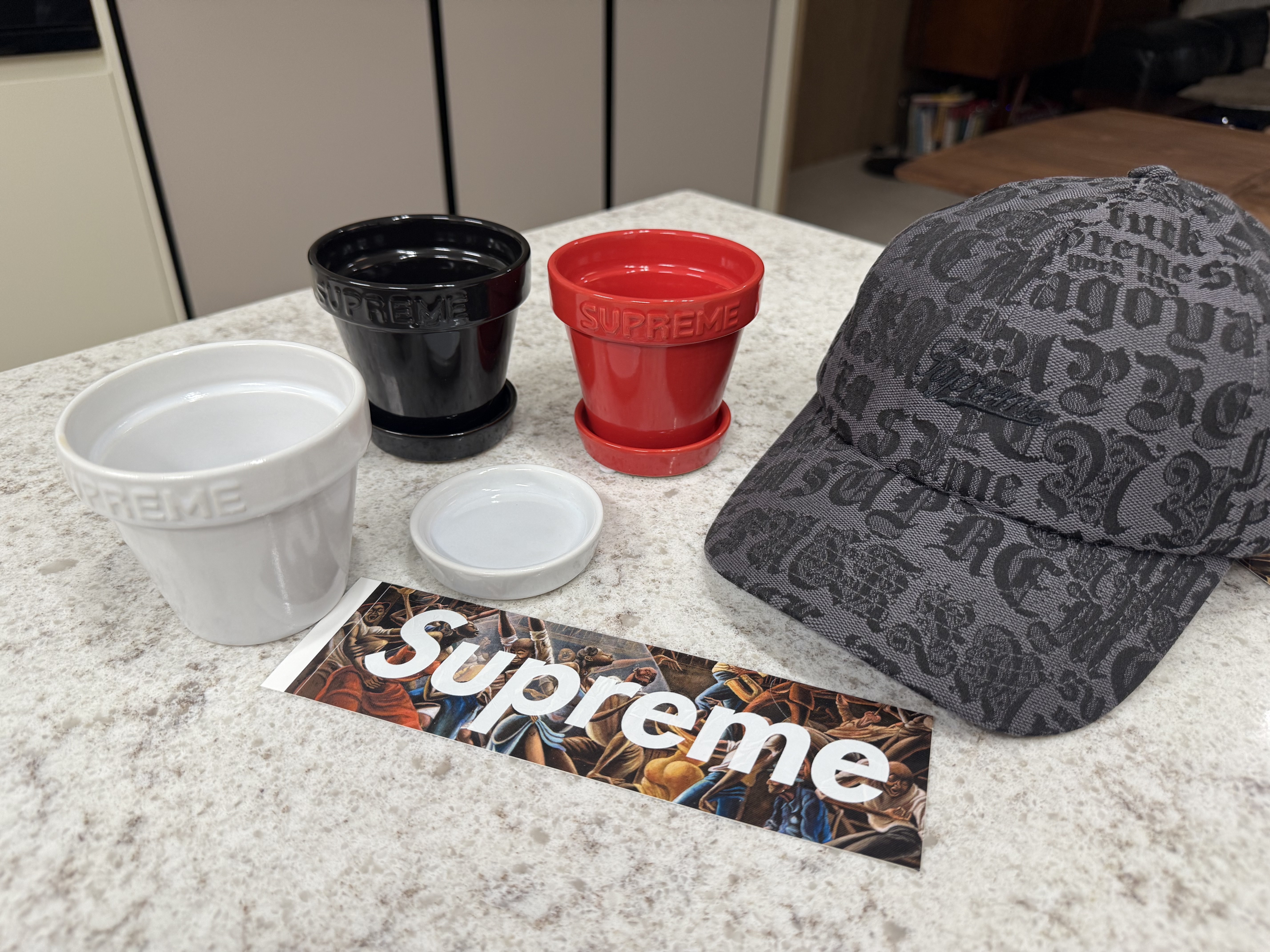 Supreme Cities Jacquard 6-Panel Black - 25SS, Supreme Mini Planters Multicolor (Set of 3) - 25SS 착용 스타일 - 1