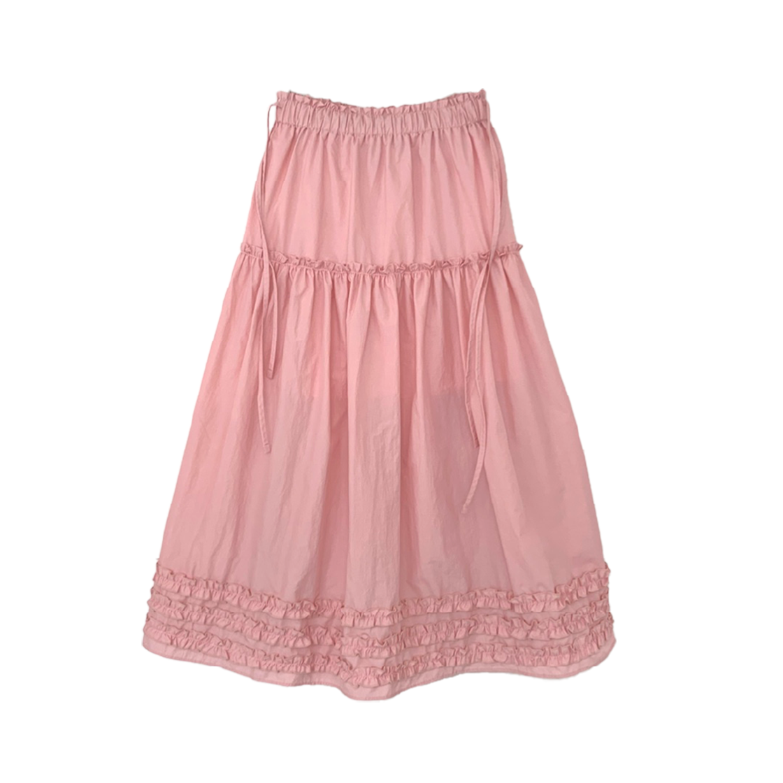 KS5BRSK004PI Kookeesee Vicky Frill Long Skirt Pink
