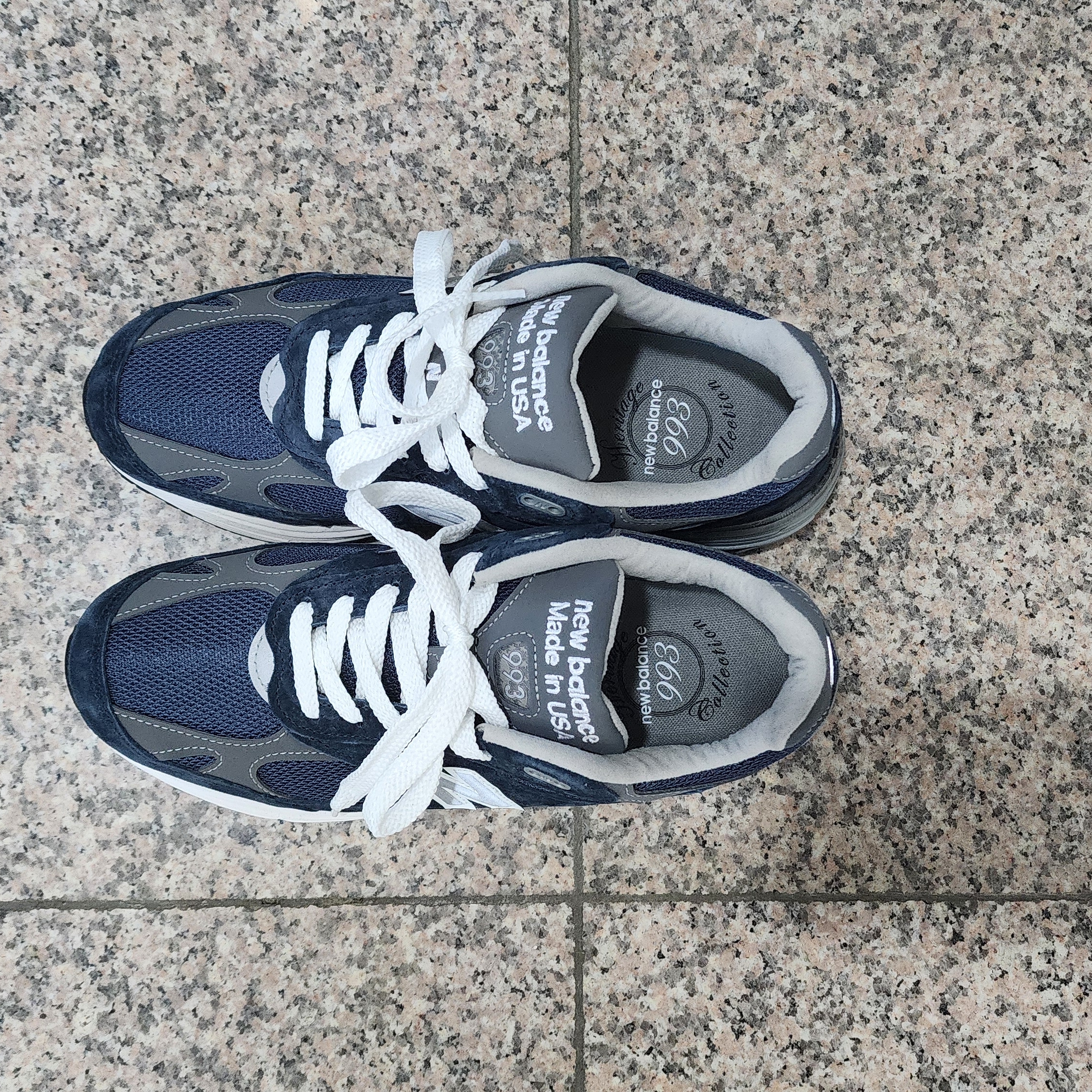 New Balance 993 Made in USA Navy - D Standard 착용 스타일 - 3