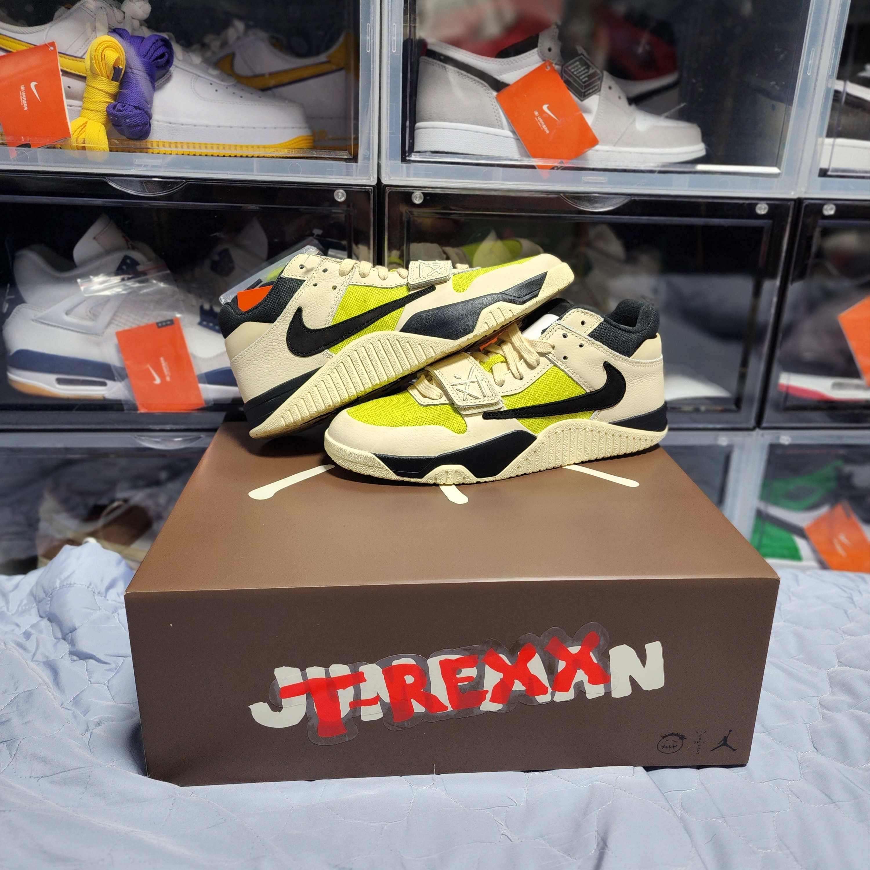 Jordan x Travis Scott Jumpman Jack TR Bright Cactus 착용 스타일