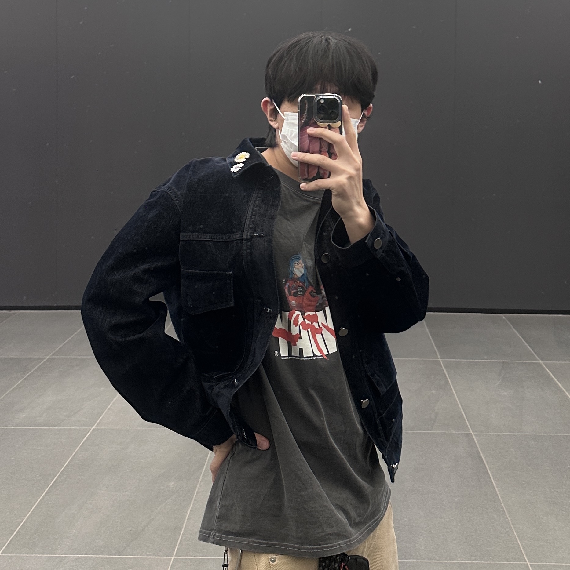 Peaceminusone x Joopiter Daisy Pin Set White, New Balance 509 Black Castle Grey 착용 스타일 - 1