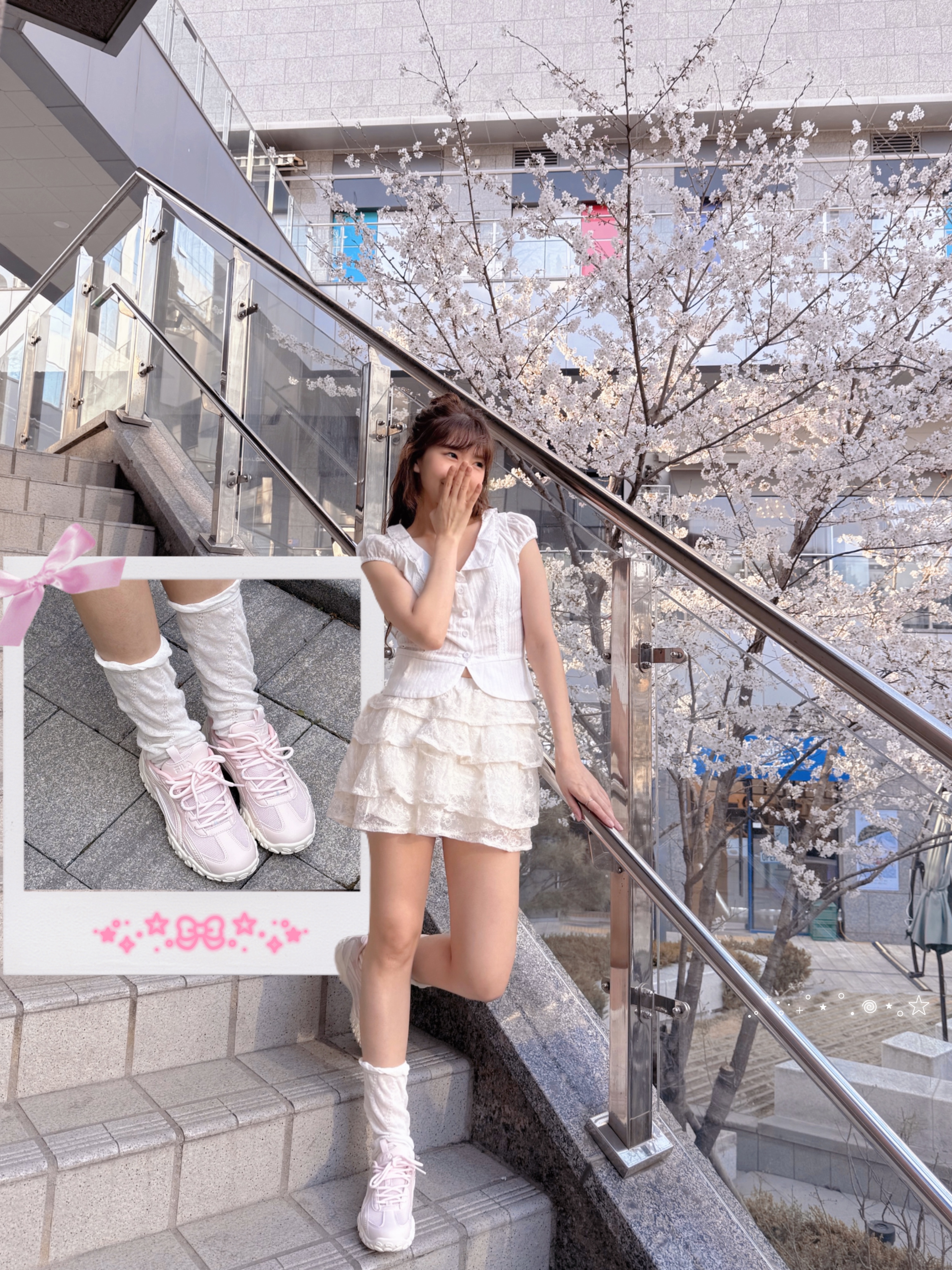 Fila Interun Pink Blossom 착용 스타일 - 2