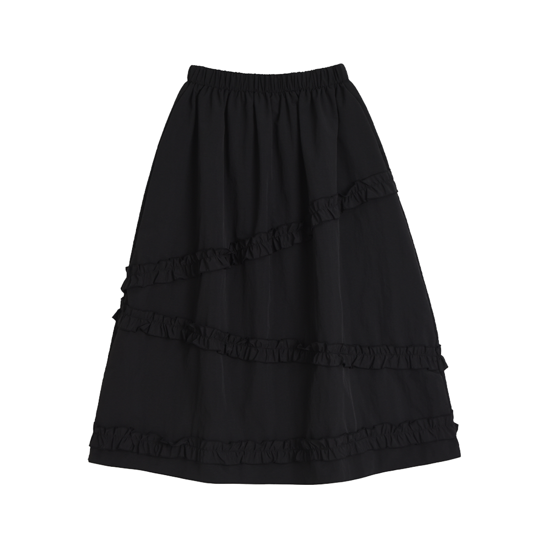 KS4CRSK003BK Kookeesee Nylon Frill Cancan Long Skirt Black
