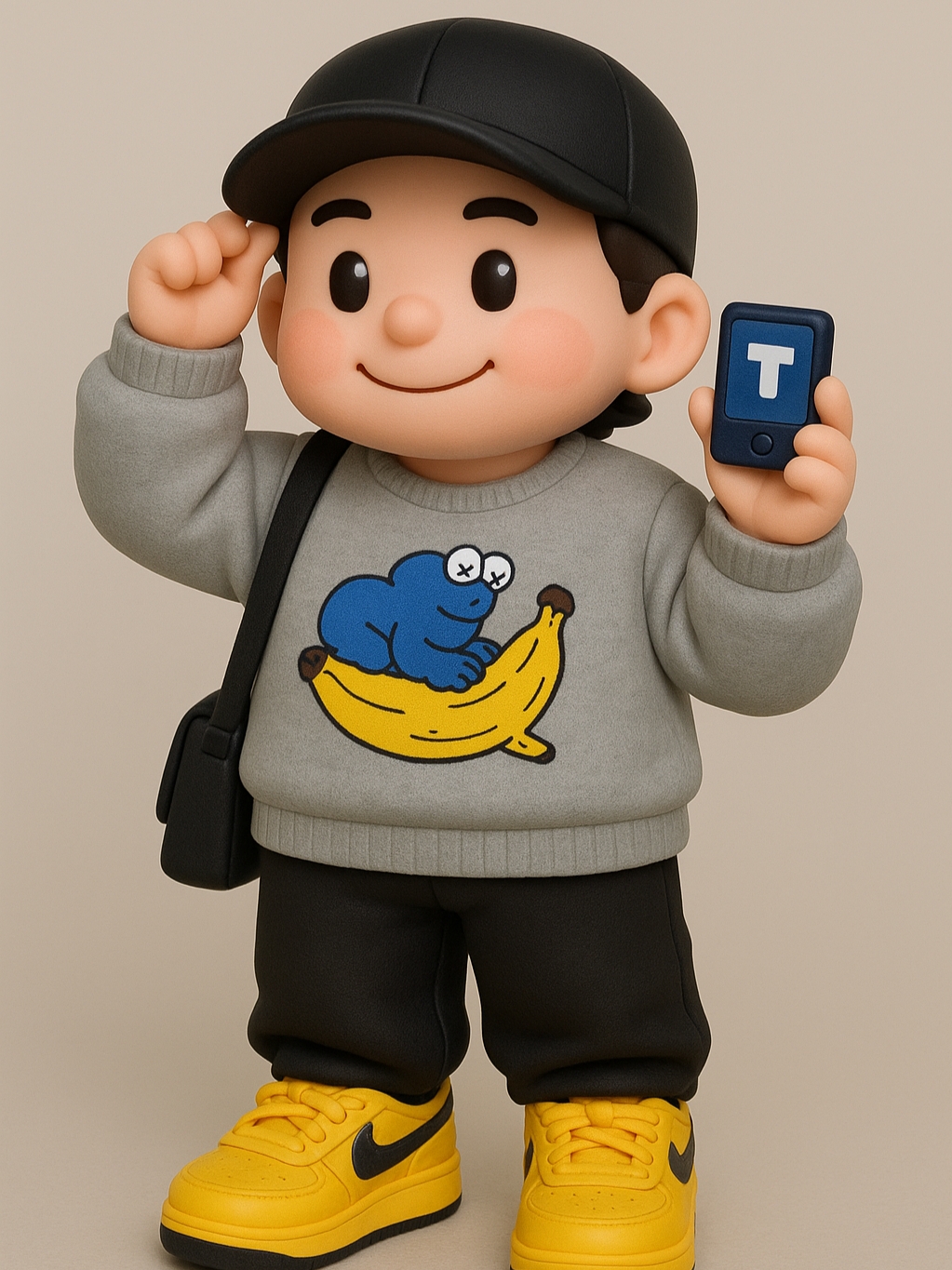 Uniqlo UT x Kaws x Warhol Sweatshirt Heather Gray, Suade Two Tuck Long Pants Black 착용 스타일 - 2