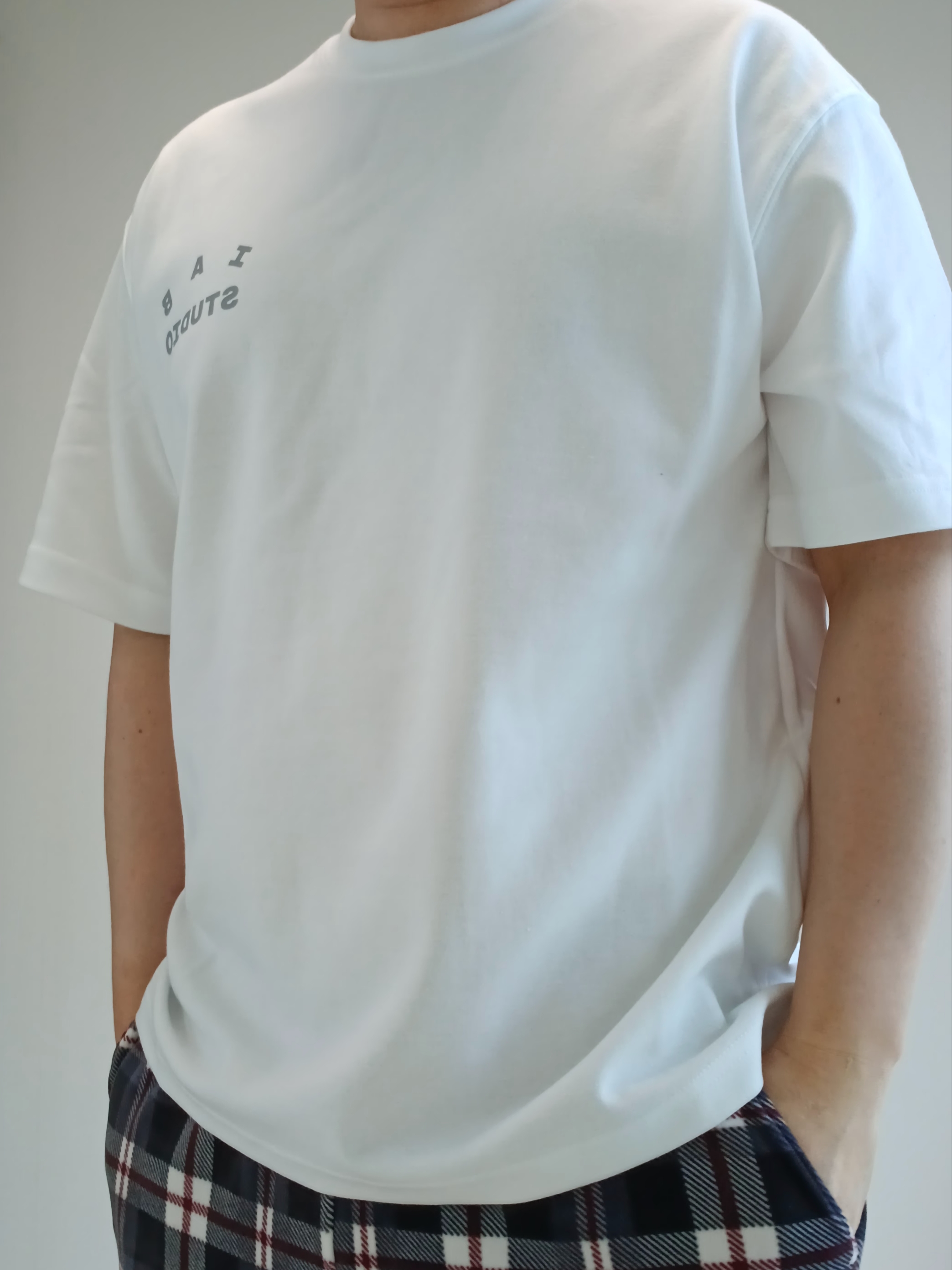 IAB Studio T-Shirt White Gray 착용 스타일 - 2