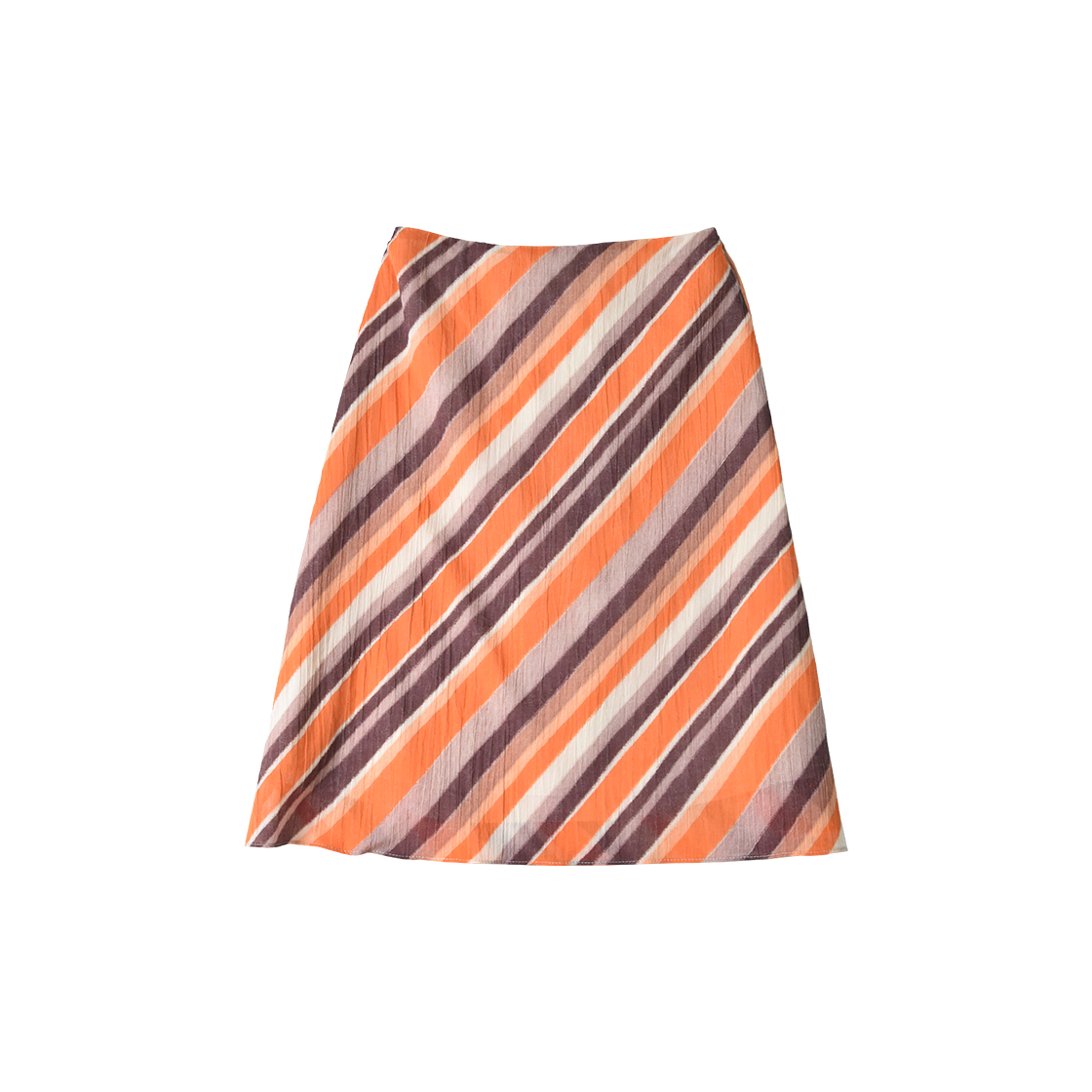 쿠키시 사선 무늬의 면 요루 미디 스커트 오렌지(Kookeesee Diagonal Line Skirt Orange)