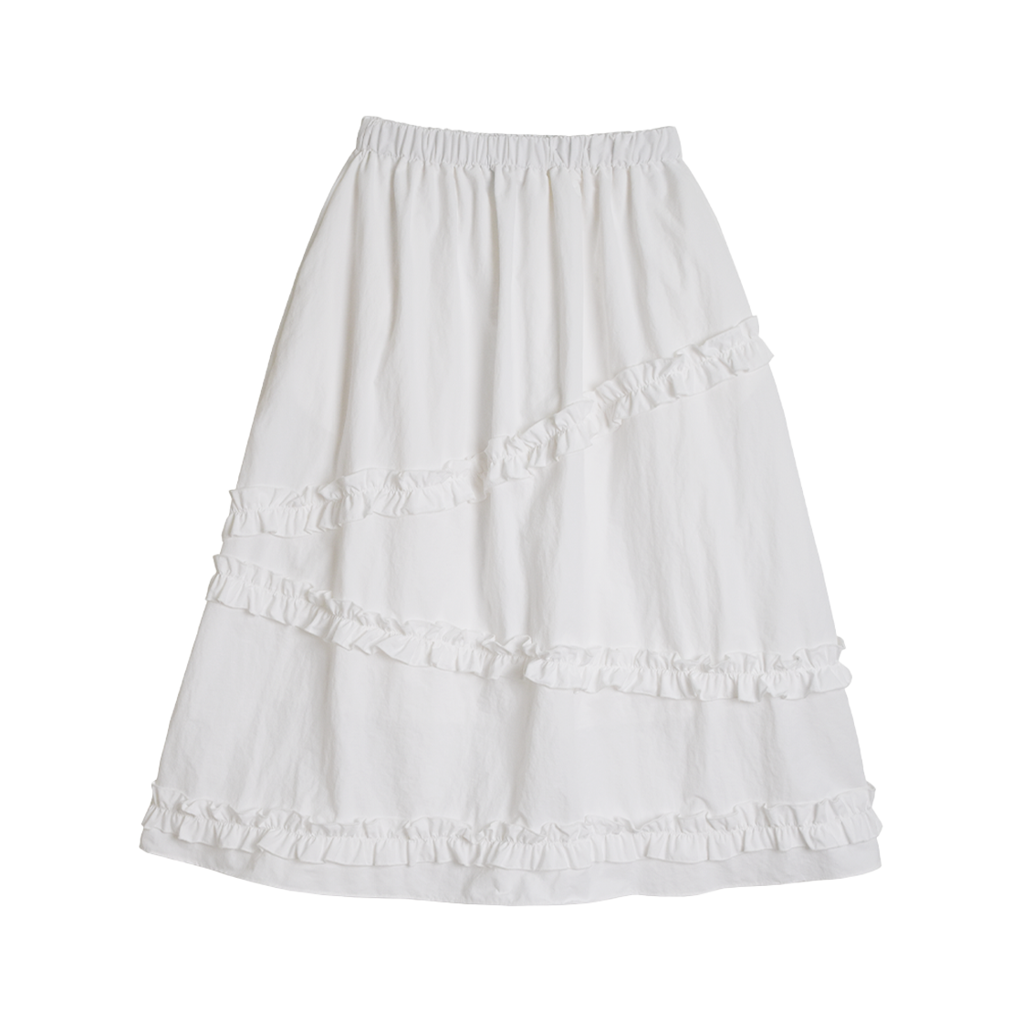 쿠키시 나일론 프릴 캉캉 롱 스커트 화이트