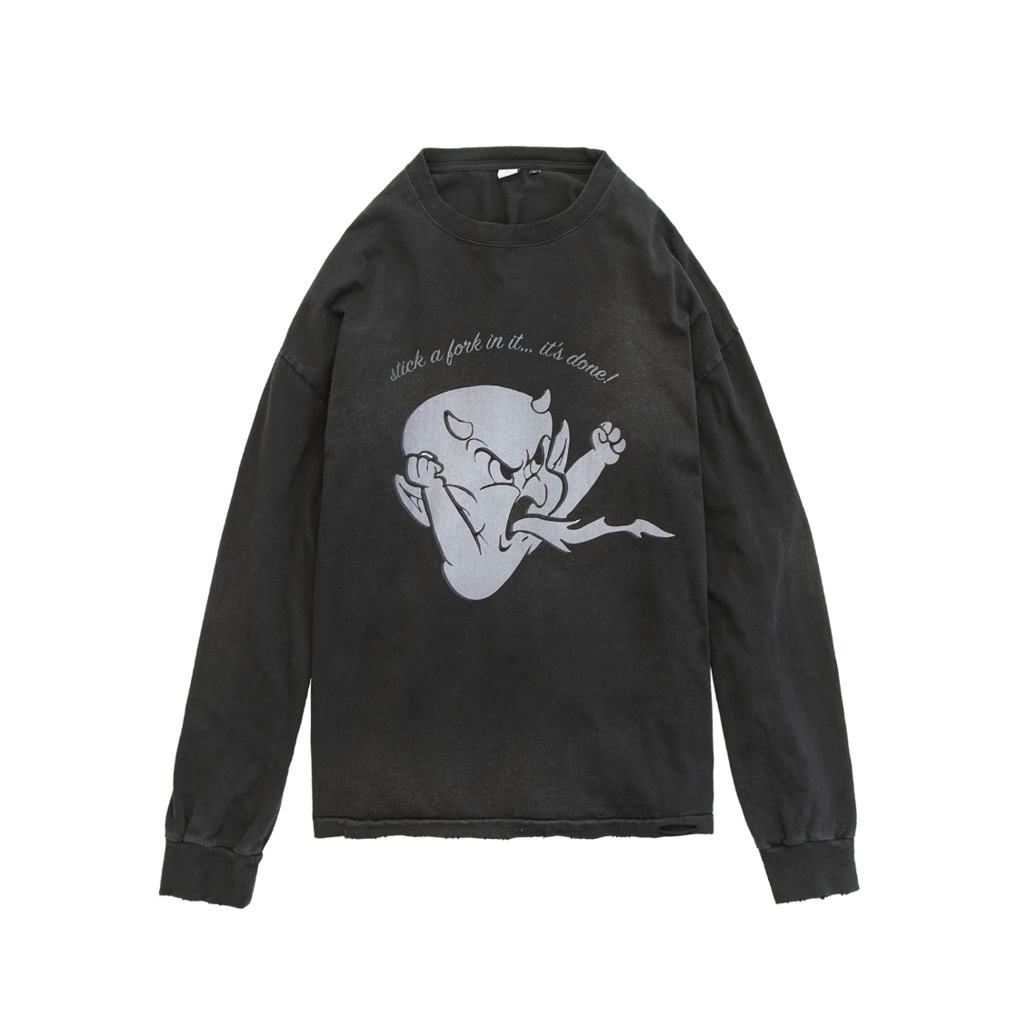 폴리테루 x 핫 스터프 롱슬리브 '앵그리' 하드 워시드 차콜(Polyteru x Hot Stuff Long Sleeves 'Angry' Hard Washed Charcoal)