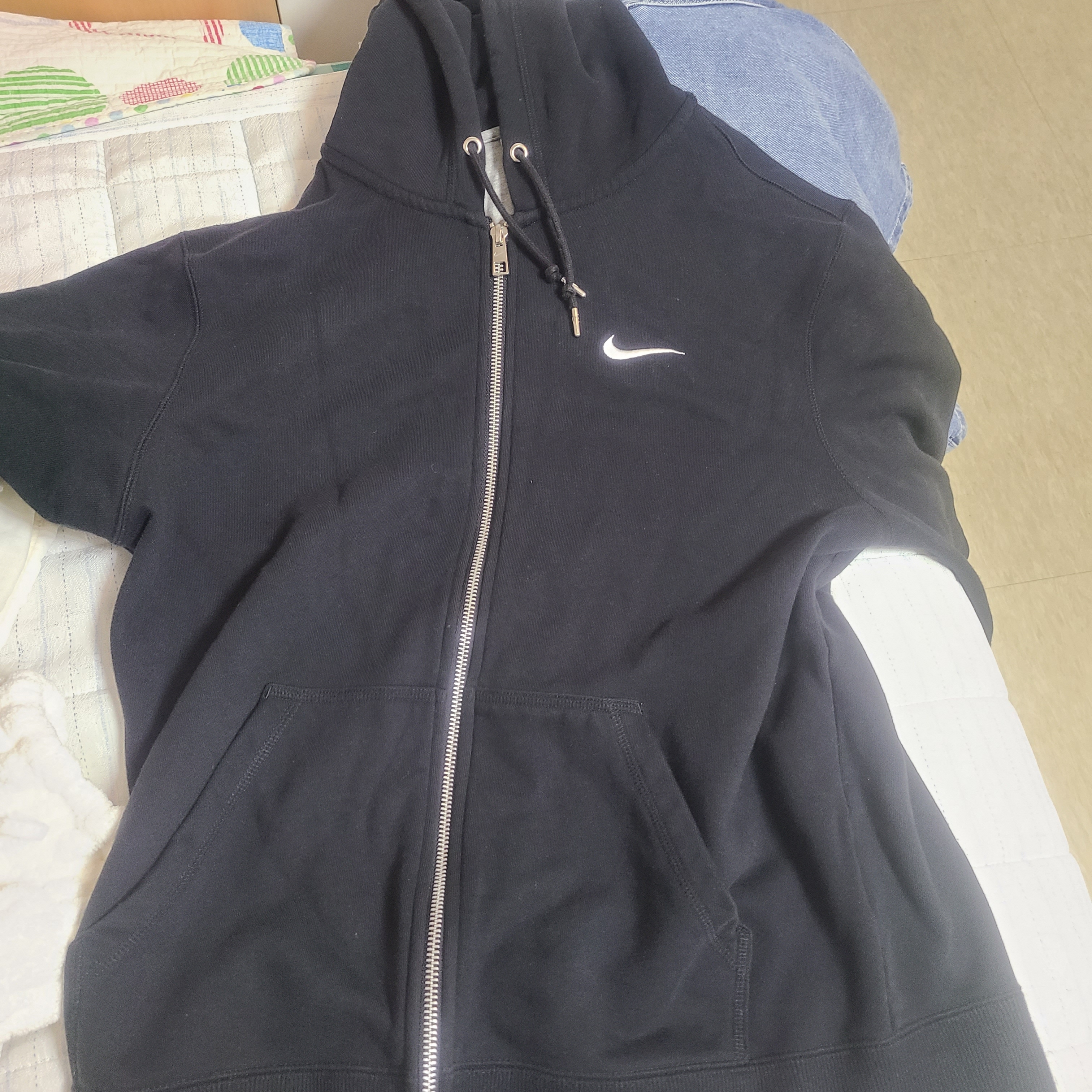 Nike NSW Classic Full Zip Hoodie Black - Asia 착용 스타일 - 1