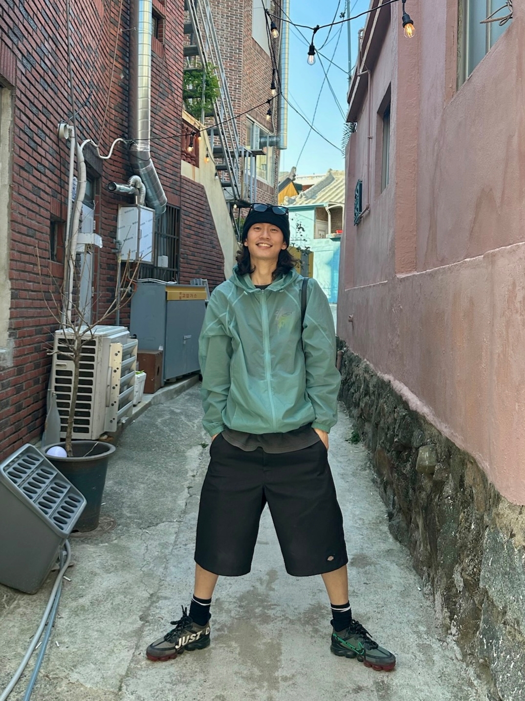 (W) Nike x Cactus Plant Flea Market Air VaporMax 2019, Dickies Loose Fit 13 Inch Flat Front Work Shorts Black 착용 스타일