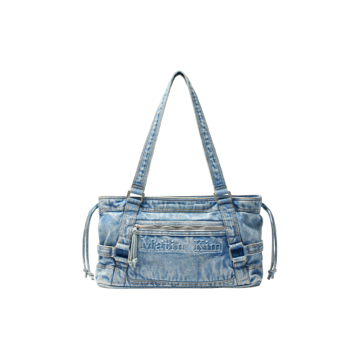 Matin Kim Washed Denim Square Shoulder Bag Light Blue