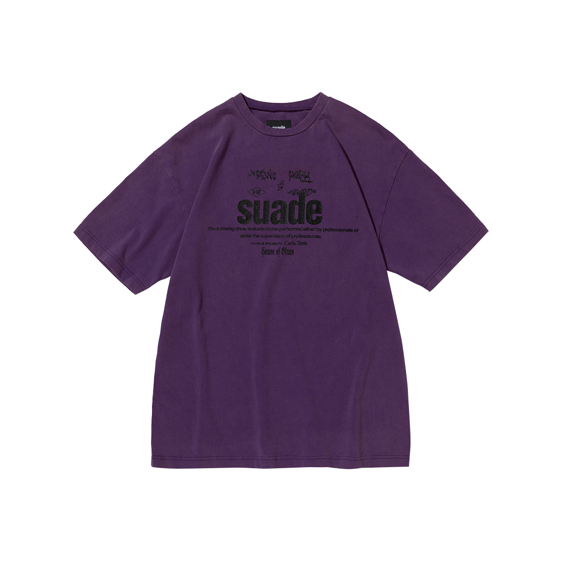 스웨이드 믹스드 로고 티 퍼플