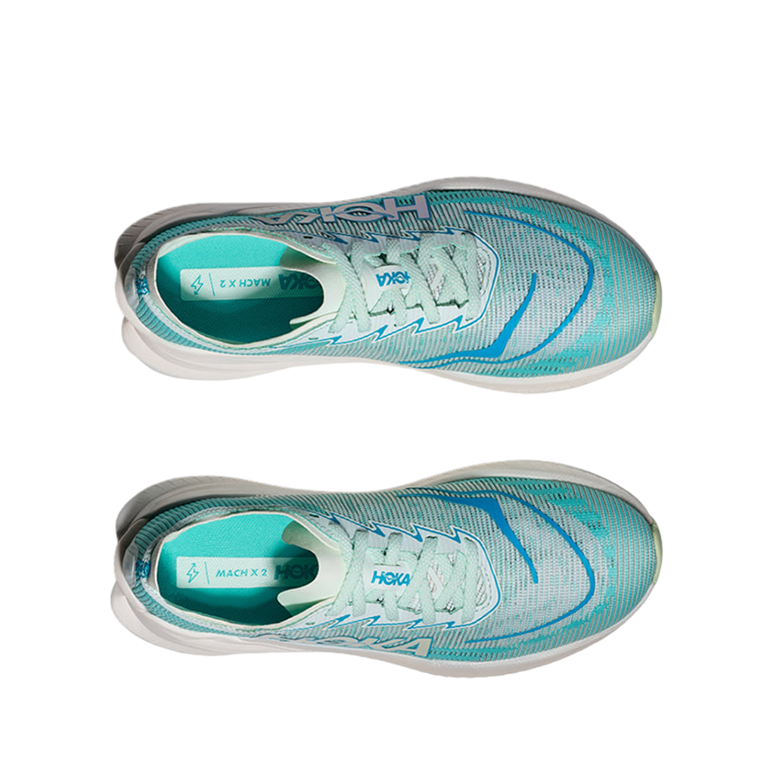 (W) 호카 마하 X 2 스노우 멜트 블루 스파크 - 와이드((W) Hoka Mach X 2 Snow Melt Blue Spark - Wide) - 2