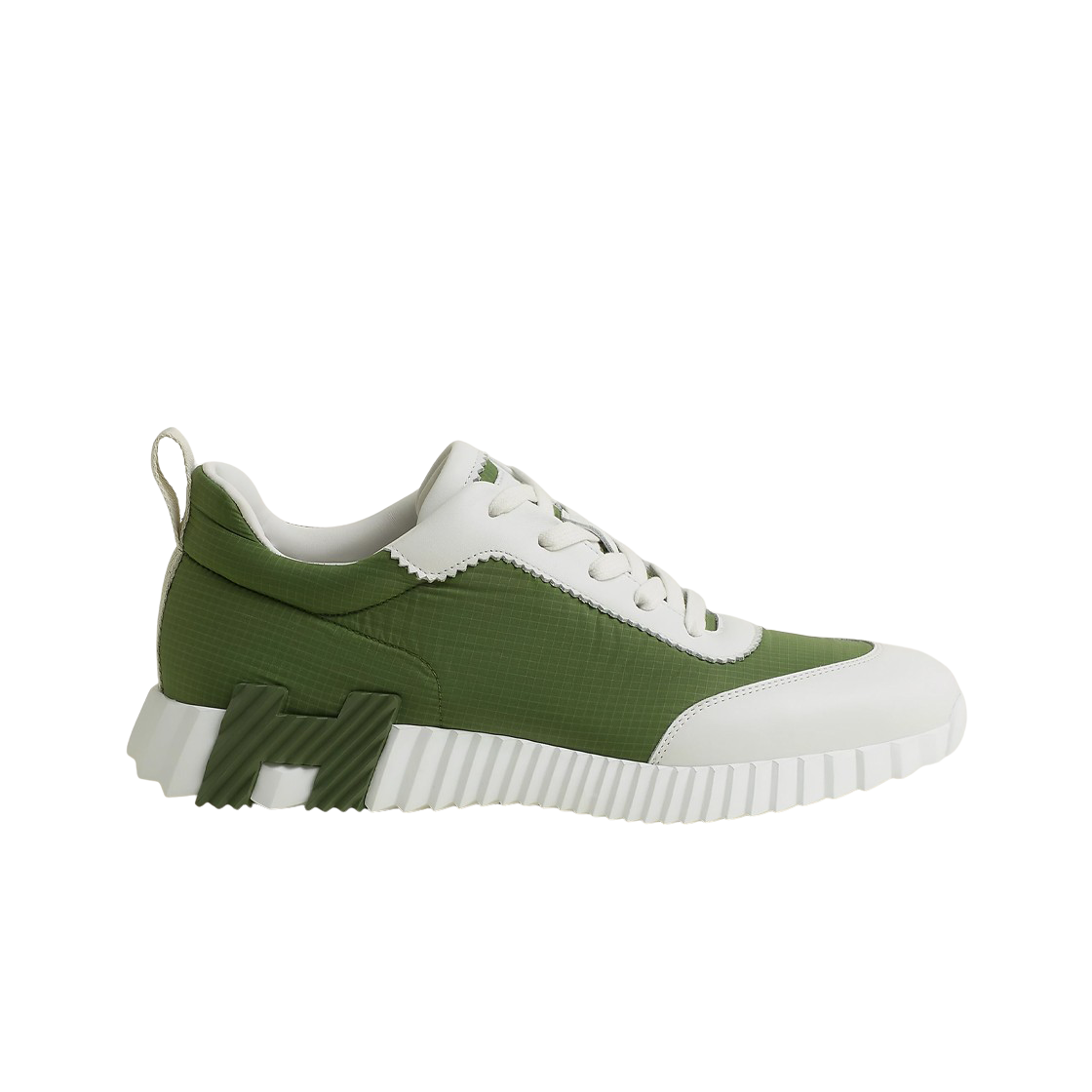 H251831ZH6J410 Hermes Bouncing Sneakers Ripstop Fabric Calfskin & Matcha Blanc