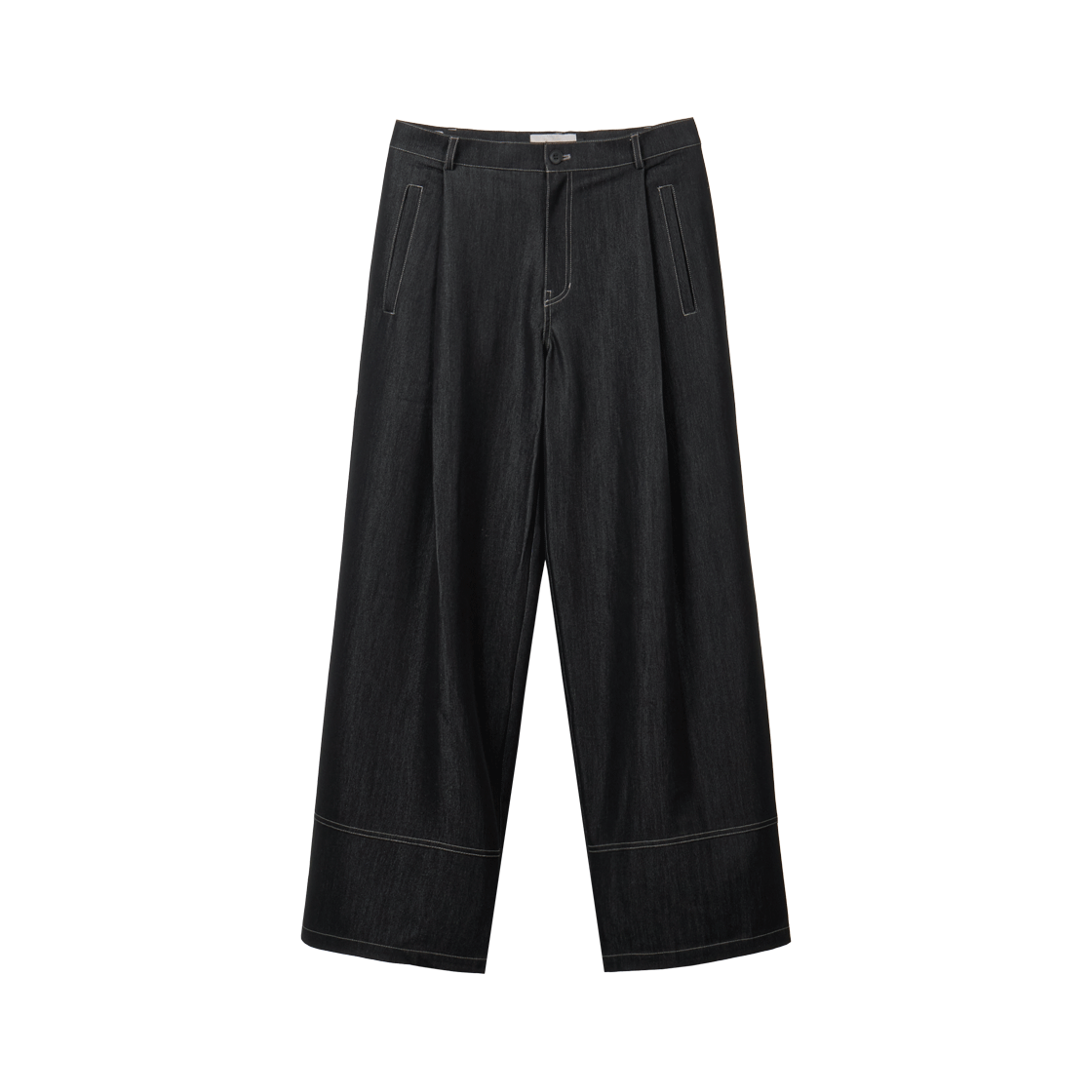 BE24PT02_BK Begin202 One Tuck Wide Like Denim Pants Black