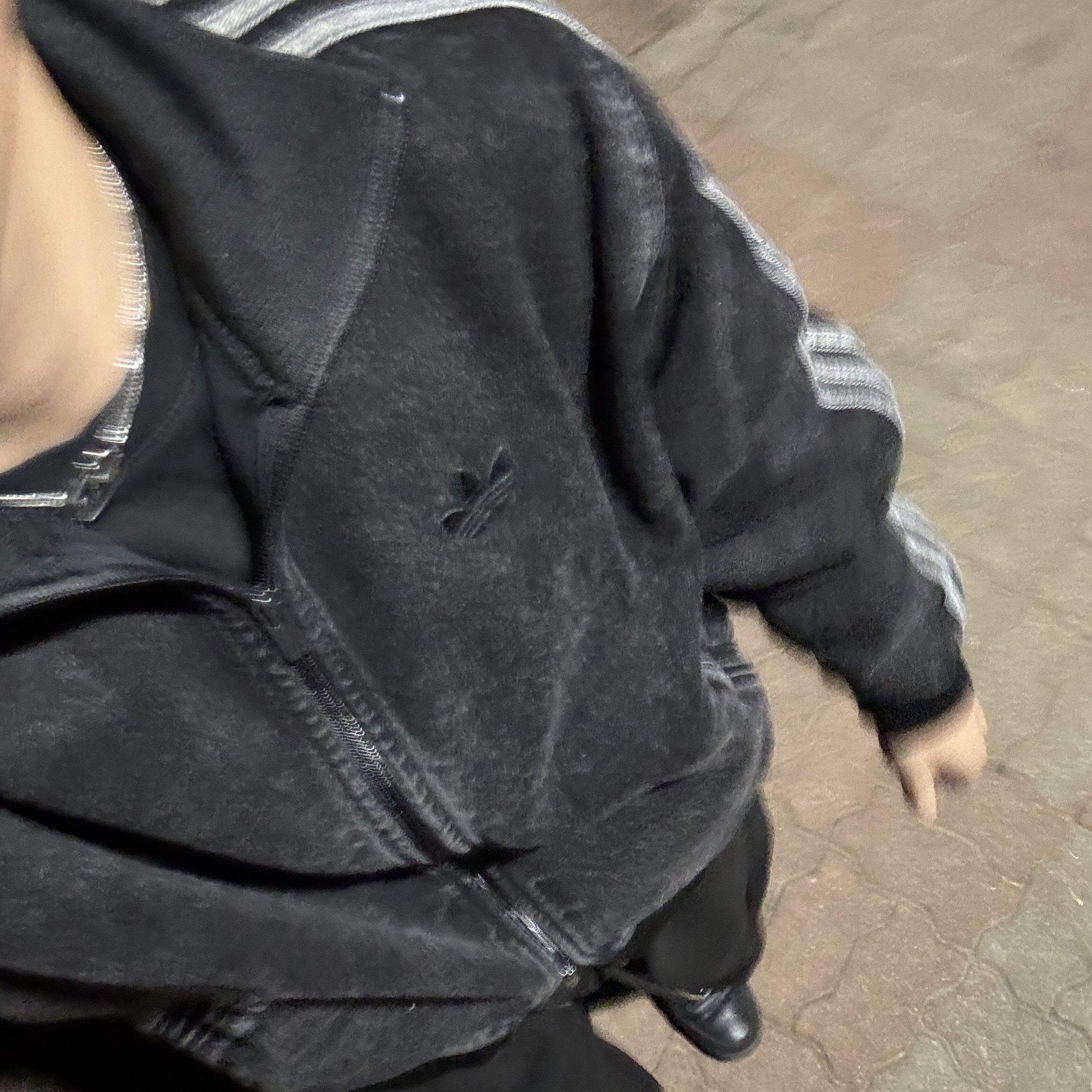 Adidas Adicolor Denim Firebird Track Top True Black Denim  - KR Sizing 착용 스타일