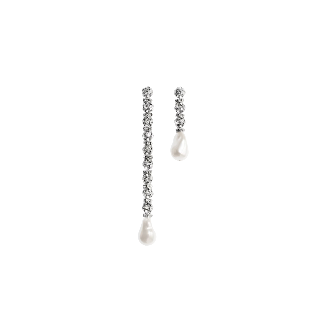 1266629001 (W) H&M x Magda Butrym Rhinestone Chain Pendant Earrings Silver