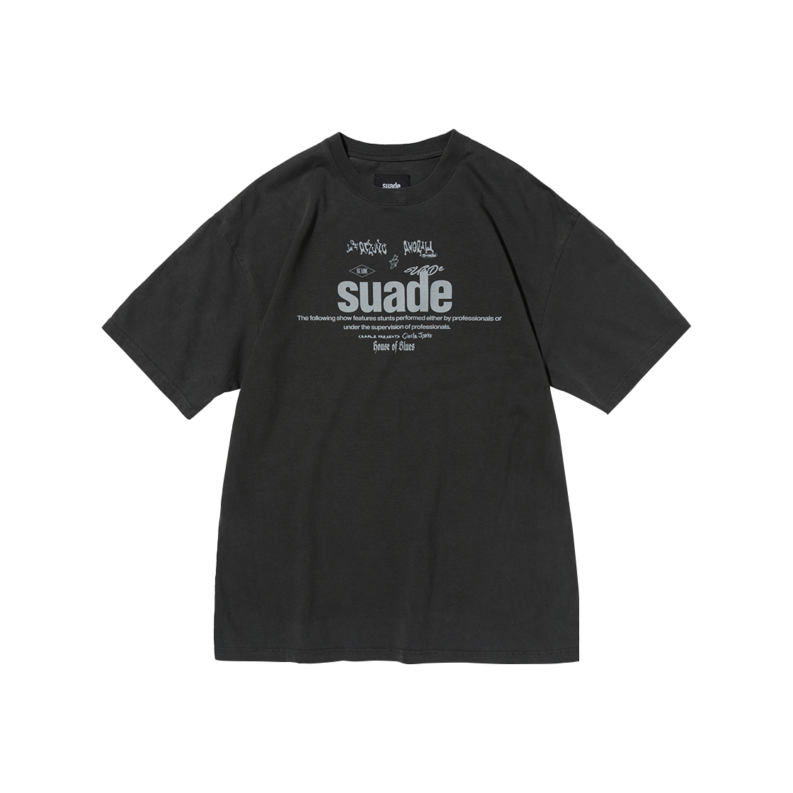 스웨이드 믹스드 로고 티 피그먼트 블랙