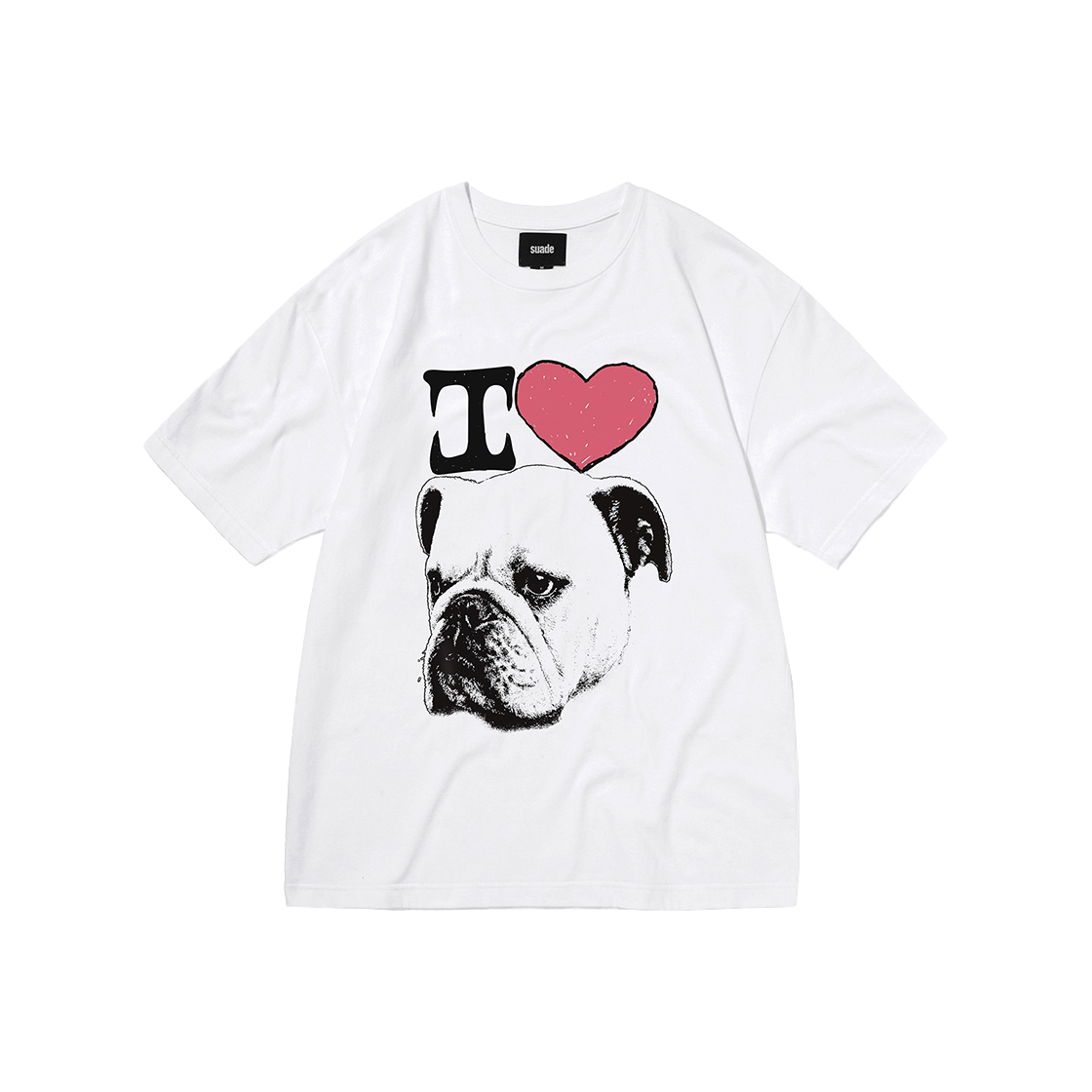스웨이드 불독 티 화이트