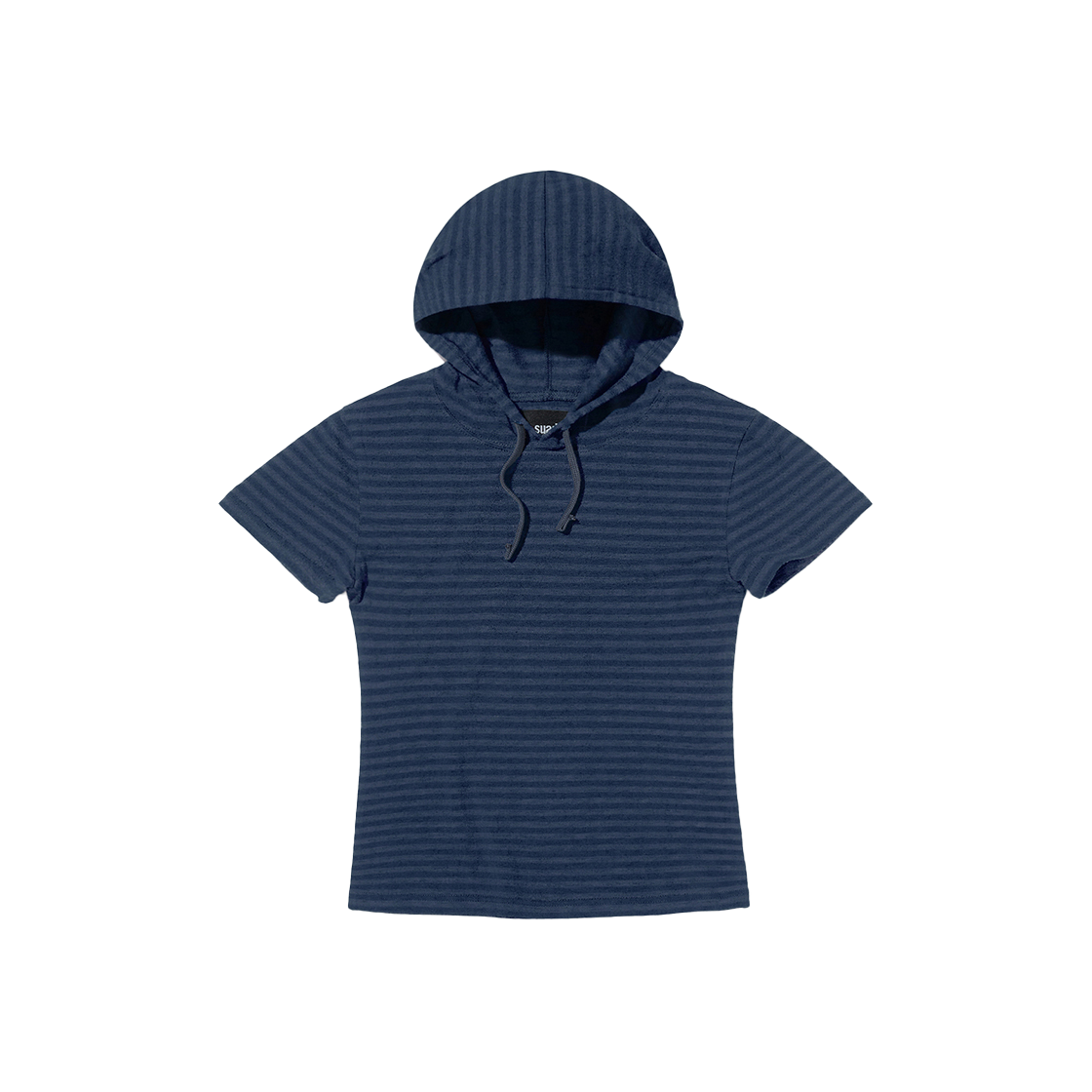 스웨이드 스트라이프 후드 티 블루(Suade Stripe Hooded Tee Blue)