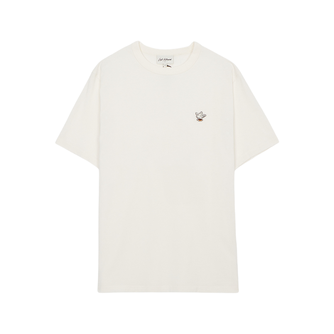 CKNU00102KJ7014-P709 Maison Kitsune Barista Fox Short Sleeve T-Shirt Ivory