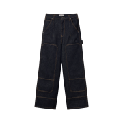Begin202 Double Knee Denim Pants Non Faded Indigo