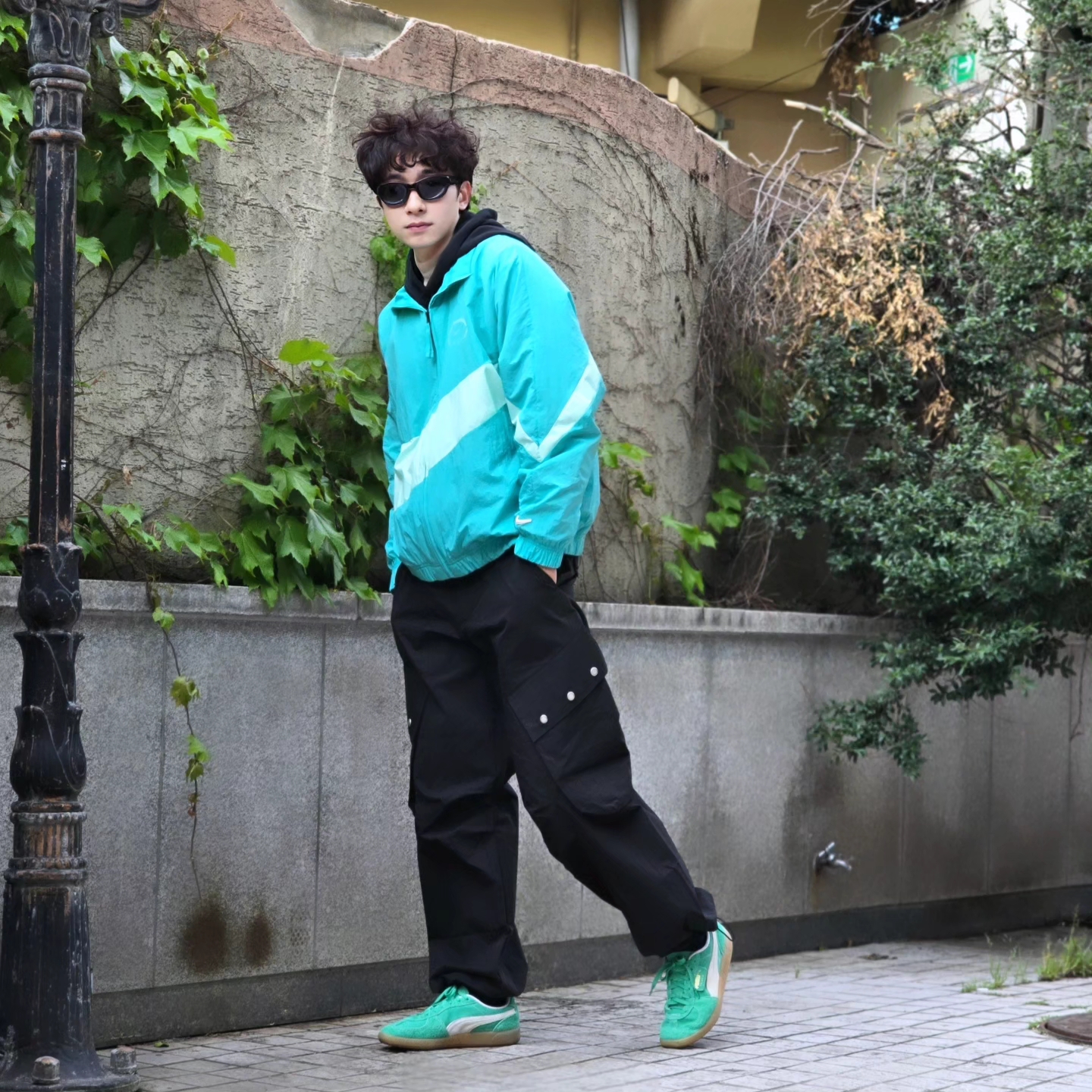 Nike NSW HBR NCPS Woven Jacket Washed Teal - Asia, Puma Palermo Vintage Jade Frost 착용 스타일 - 1