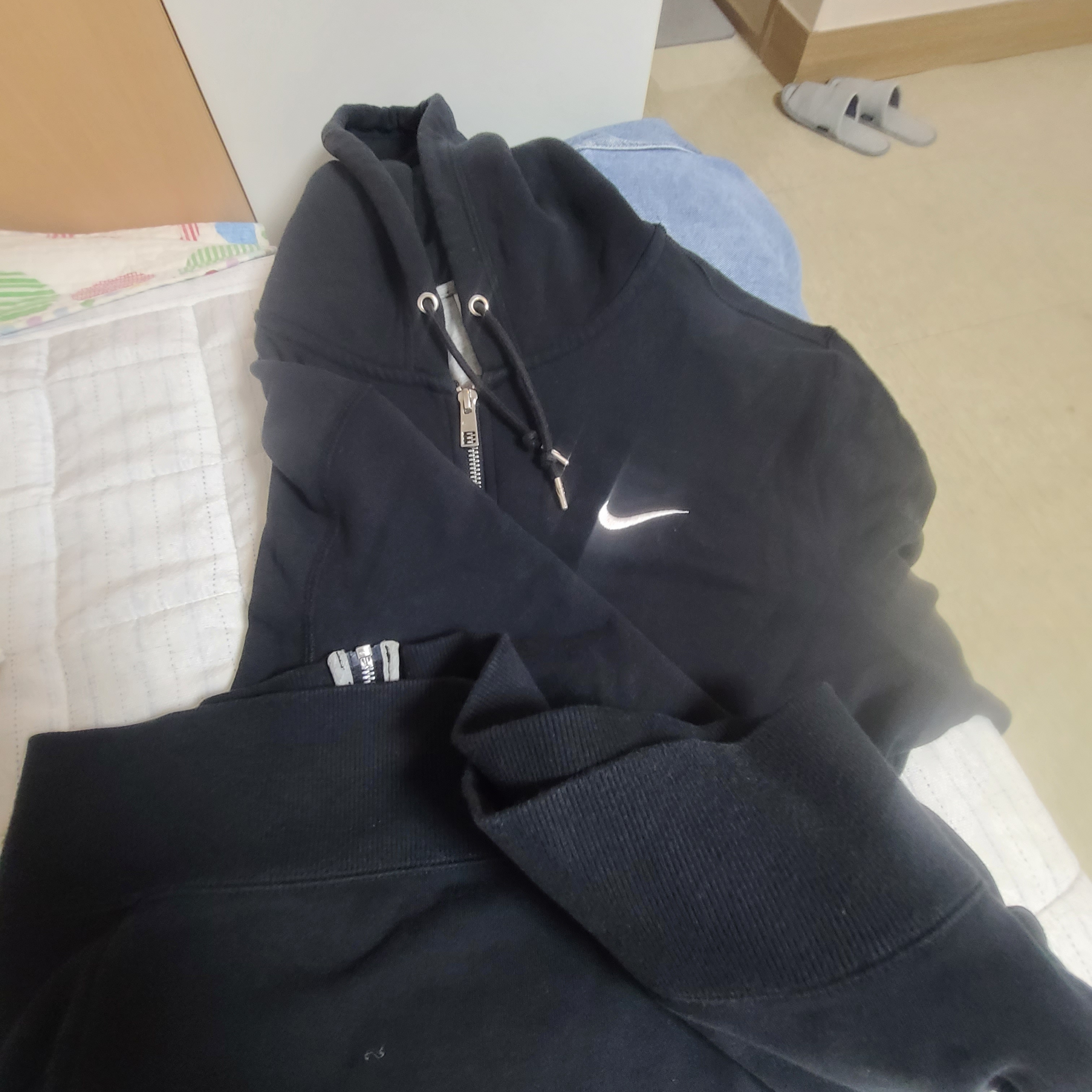 Nike NSW Classic Full Zip Hoodie Black - Asia 착용 스타일 - 2