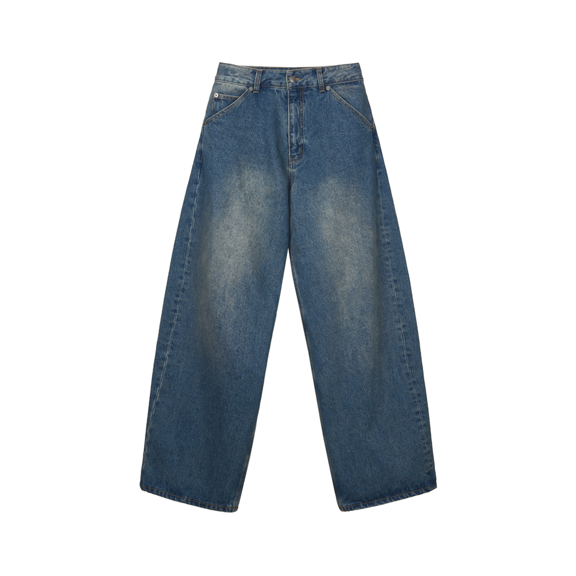 BE25PT19 Begin202 Arc Curved Denim Pants Midnight Blue