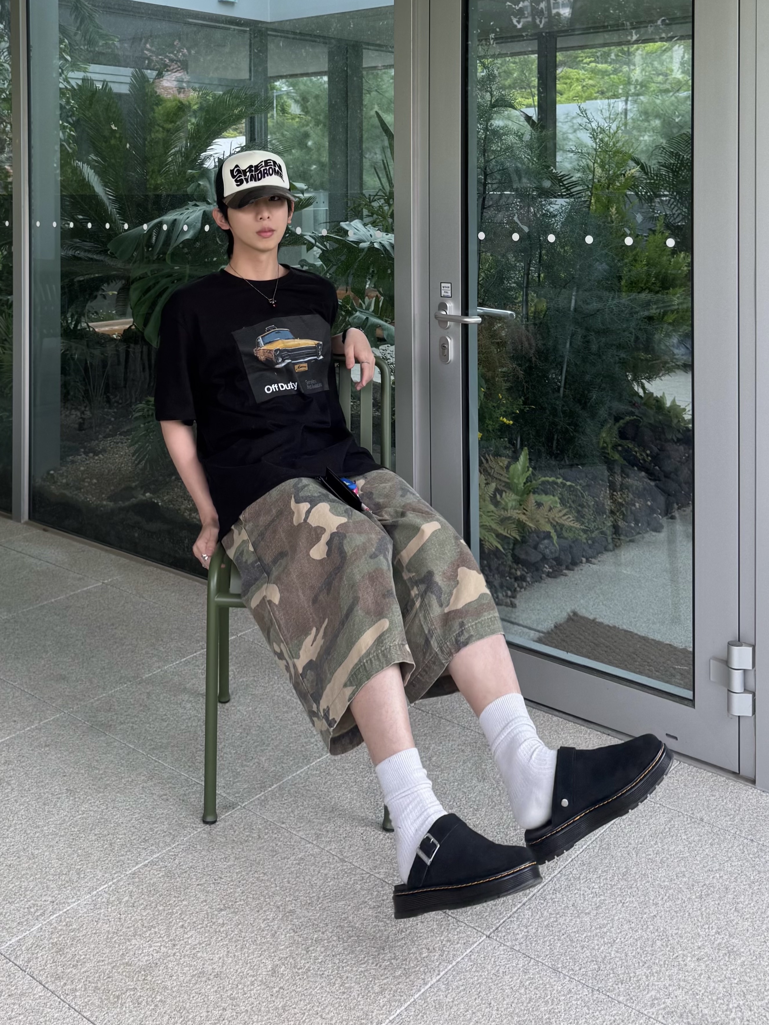 ersco Ripstop military Short Camo, Dr. Martens Carlson Suede Casual Slingback Mules Black 착용 스타일 - 1