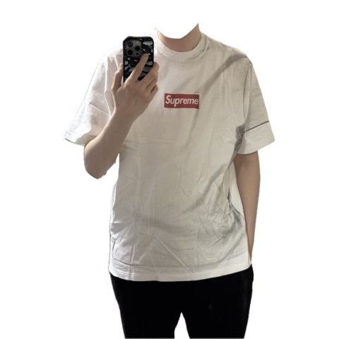 Supreme x MM6 Maison Margiela Box Logo T-Shirt White - 24SS 착용 스타일