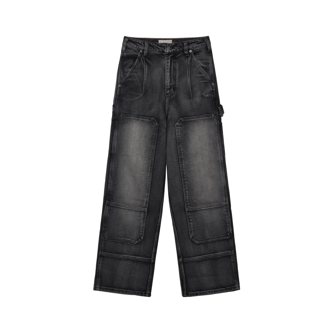 BE25PT13 Begin202 Double Knee Denim Pants Washed Black