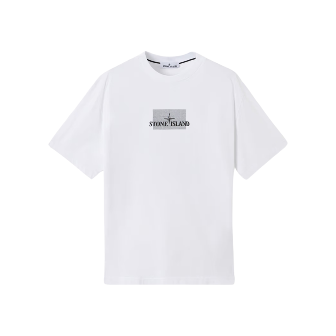K1S1521000-16S0093-V0001 Stone Island 2100016 Combed Organic Cotton Jersey Grid Print Short Sleeve T-Shirt White - 25SS