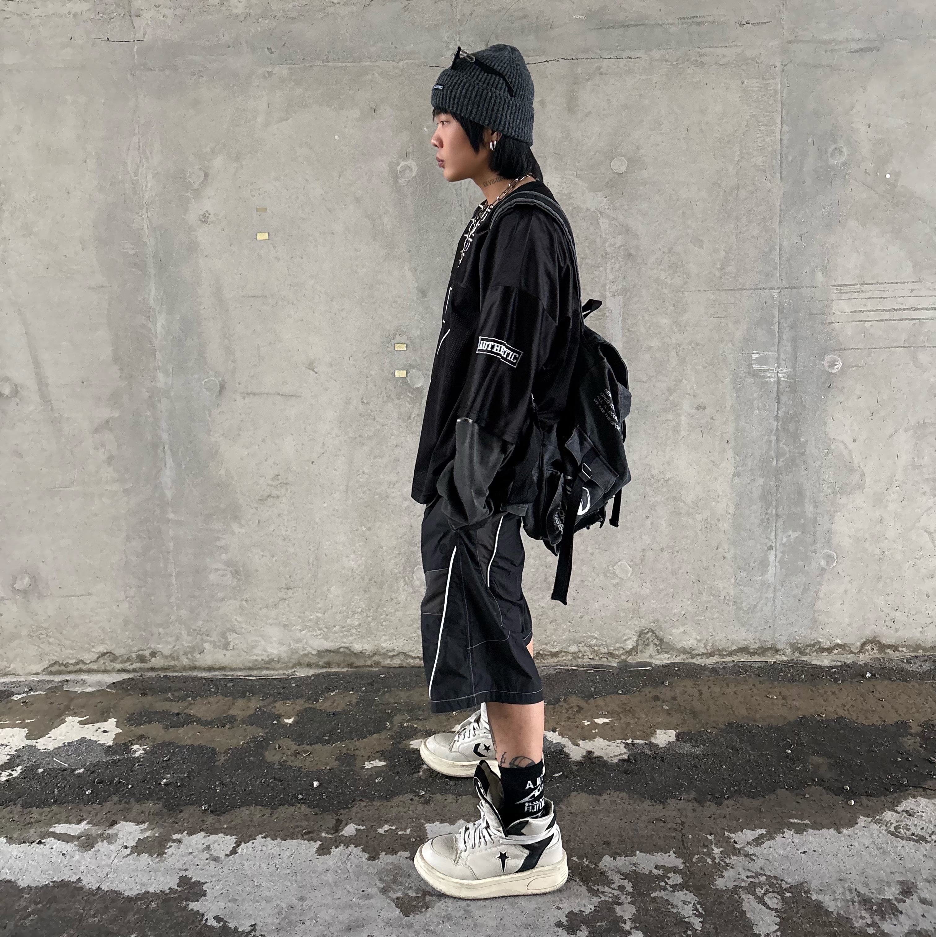 SPORT CHAMBER SC Sporty Rucksack Charcol, Converse x Drkshdw Turbowpn Pelican 착용 스타일 - 2