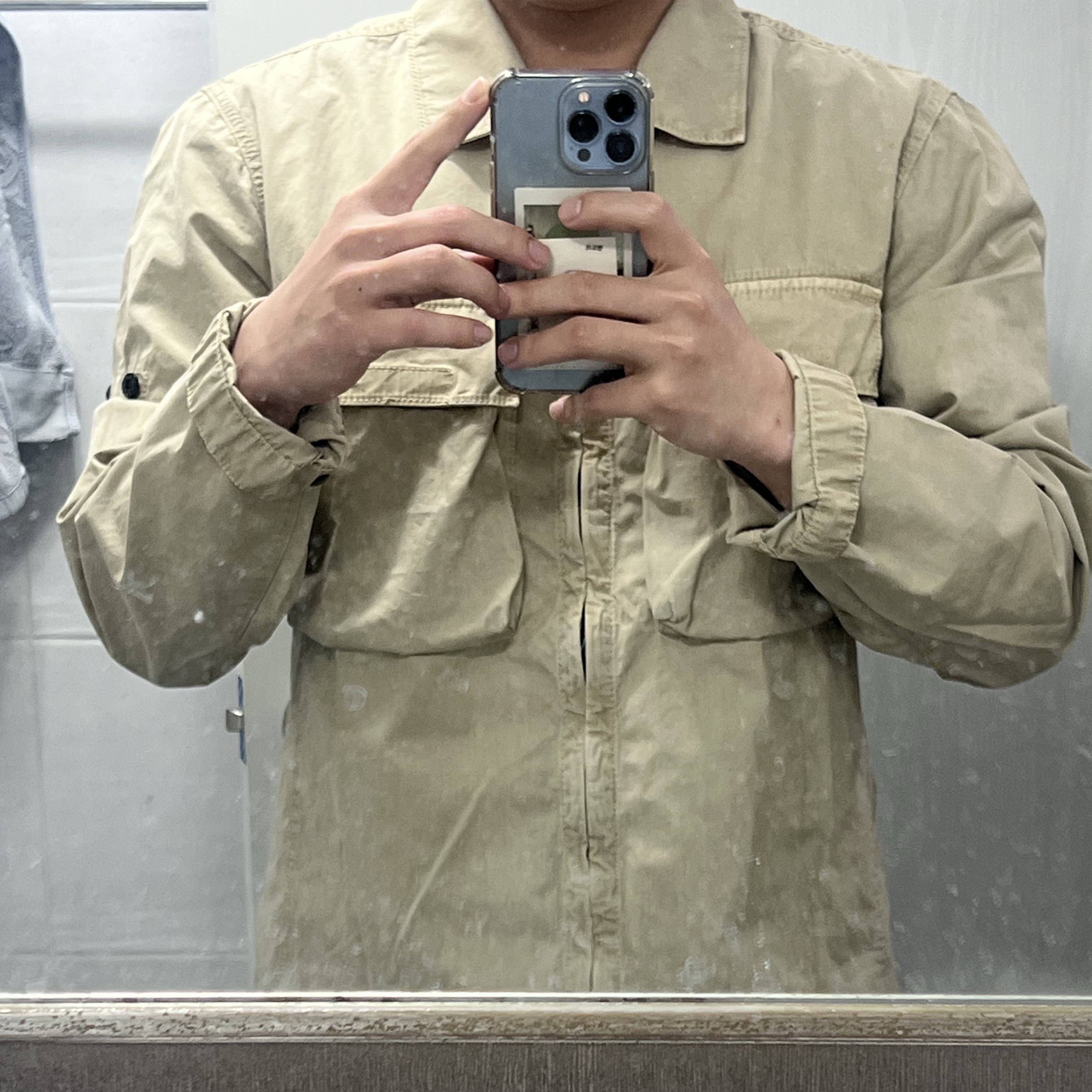 Stone Island 114WN T.CO+OLD Overshirt Beige - 22SS 착용 스타일