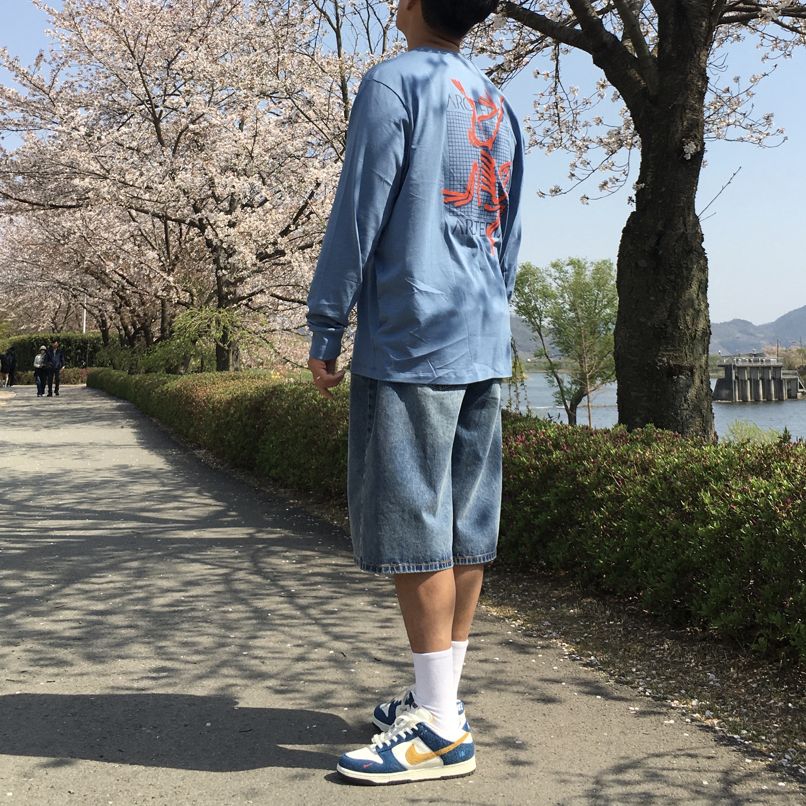 Arc'teryx Arc'Multi Bird Logo LS T-Shirt Stone Wash, Nike x Kasina Dunk Low 80's Bus 착용 스타일