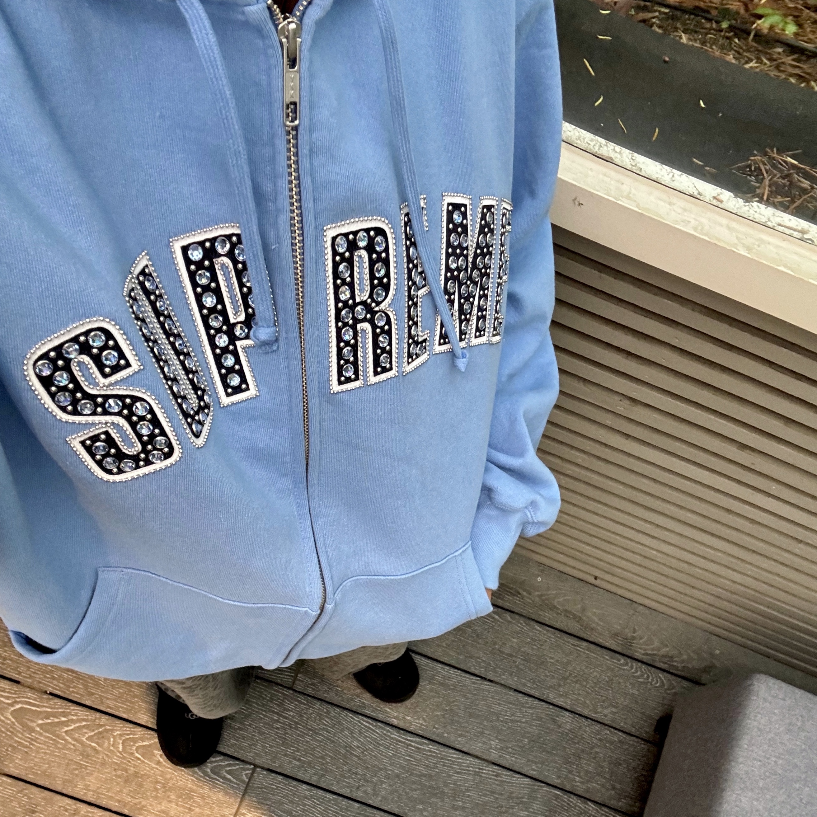 Supreme x B.B. Simon Zip Up Hooded Sweatshirt Light Blue - 25SS 착용 스타일