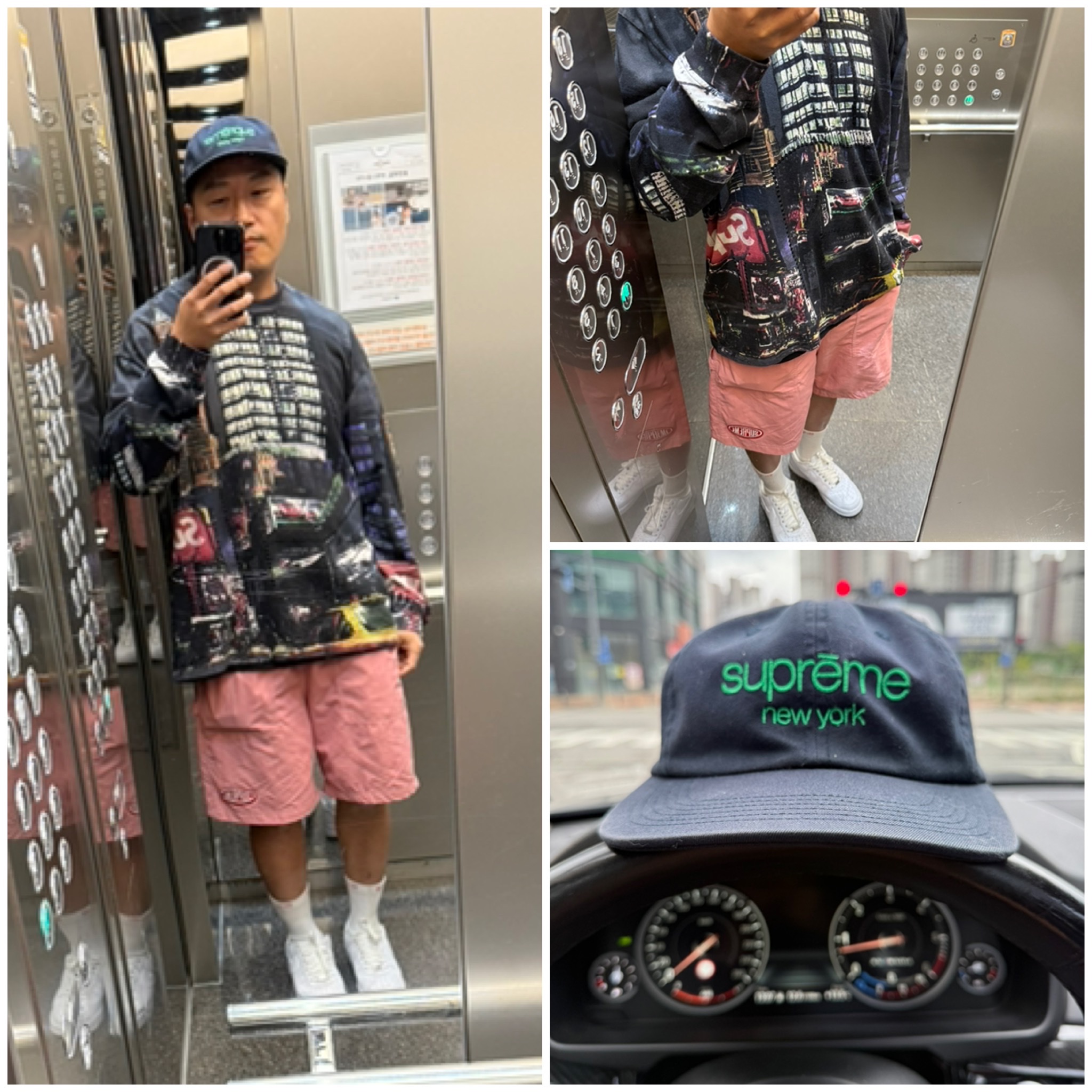 Supreme Nylon Painter Shorts Dusty Rose - 22SS, Supreme Skyline Sequin L/S Top Night - 25SS 착용 스타일