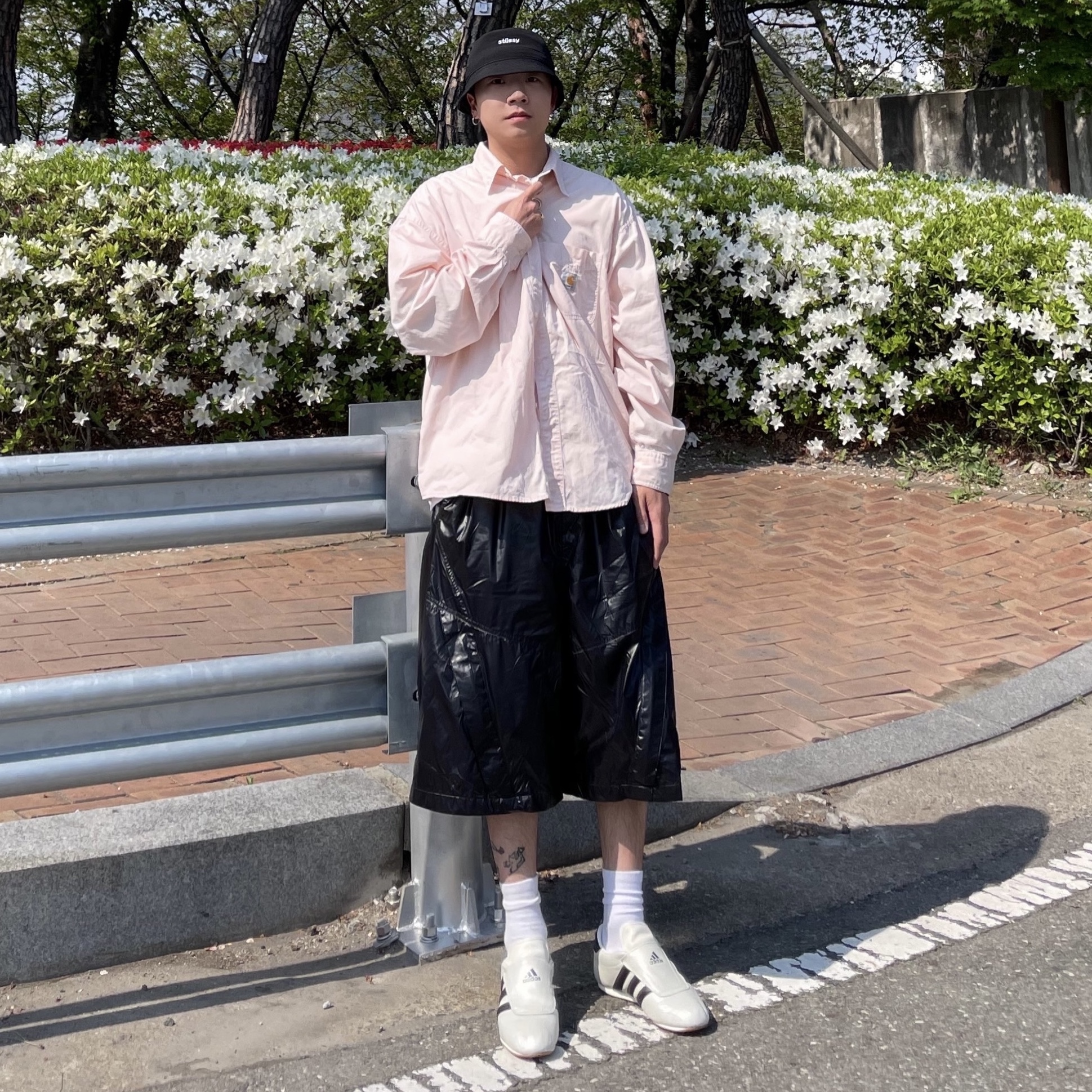 (W) Adidas Taekwondo Off White Dark Brown 착용 스타일