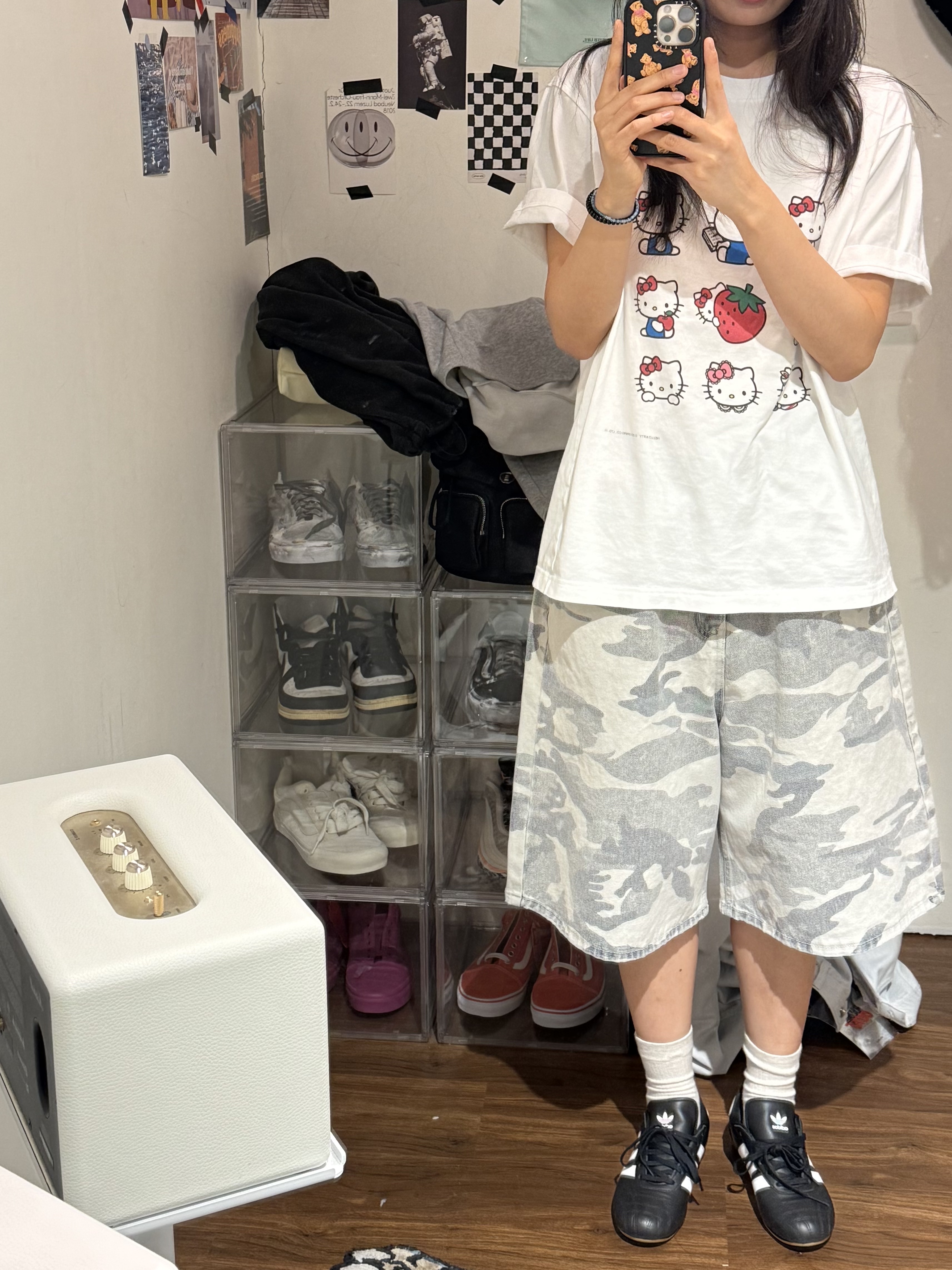 (W) Adidas Taekwondo Lace Core Black Cloud White 착용 스타일