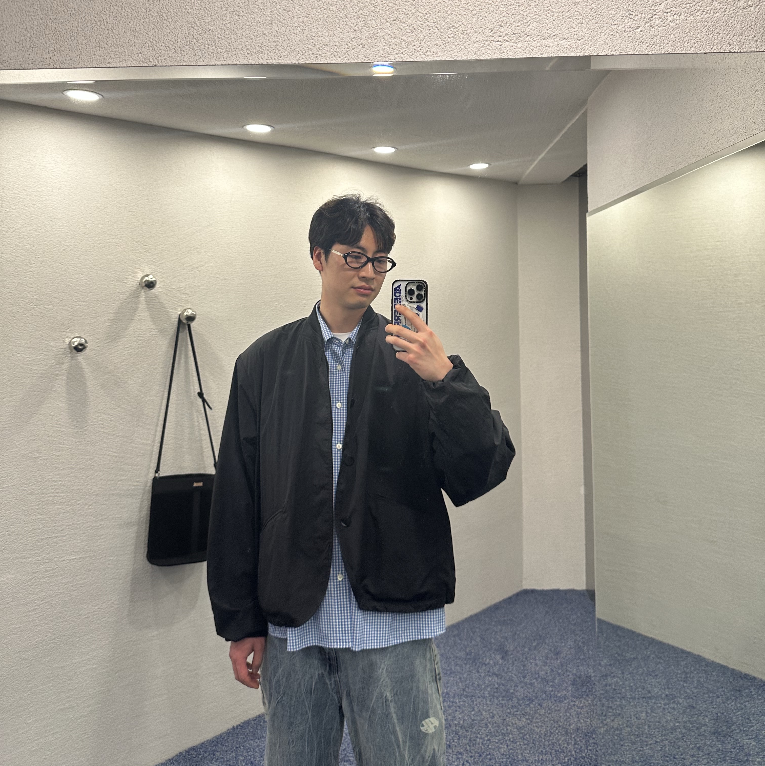 Gentle Monster x Maison Margiela MM214 Black Clear, Ader Error Jacket Product 10 Noir 착용 스타일 - 1