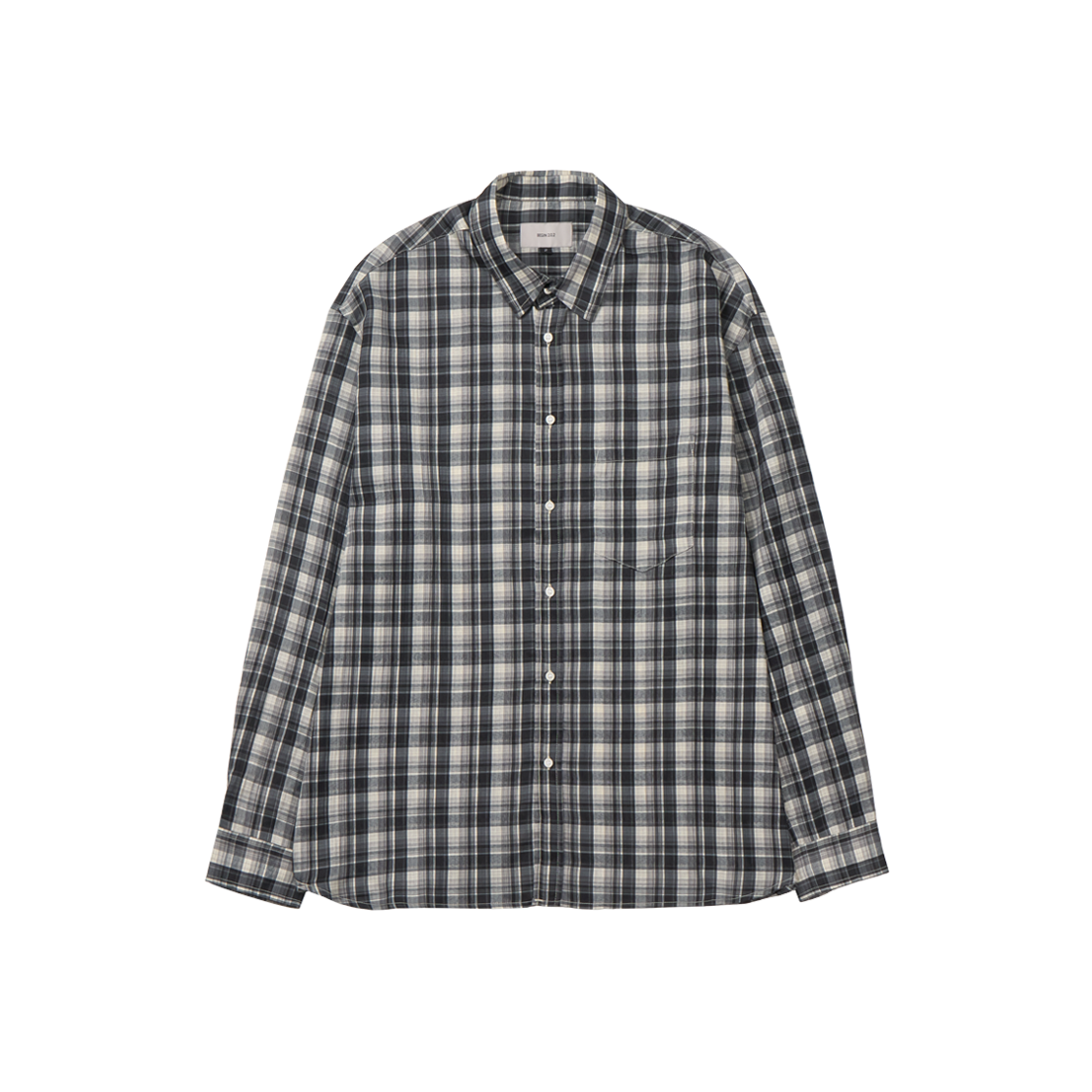 BE24BL02_BL Begin202 Crease Check Shirt Black