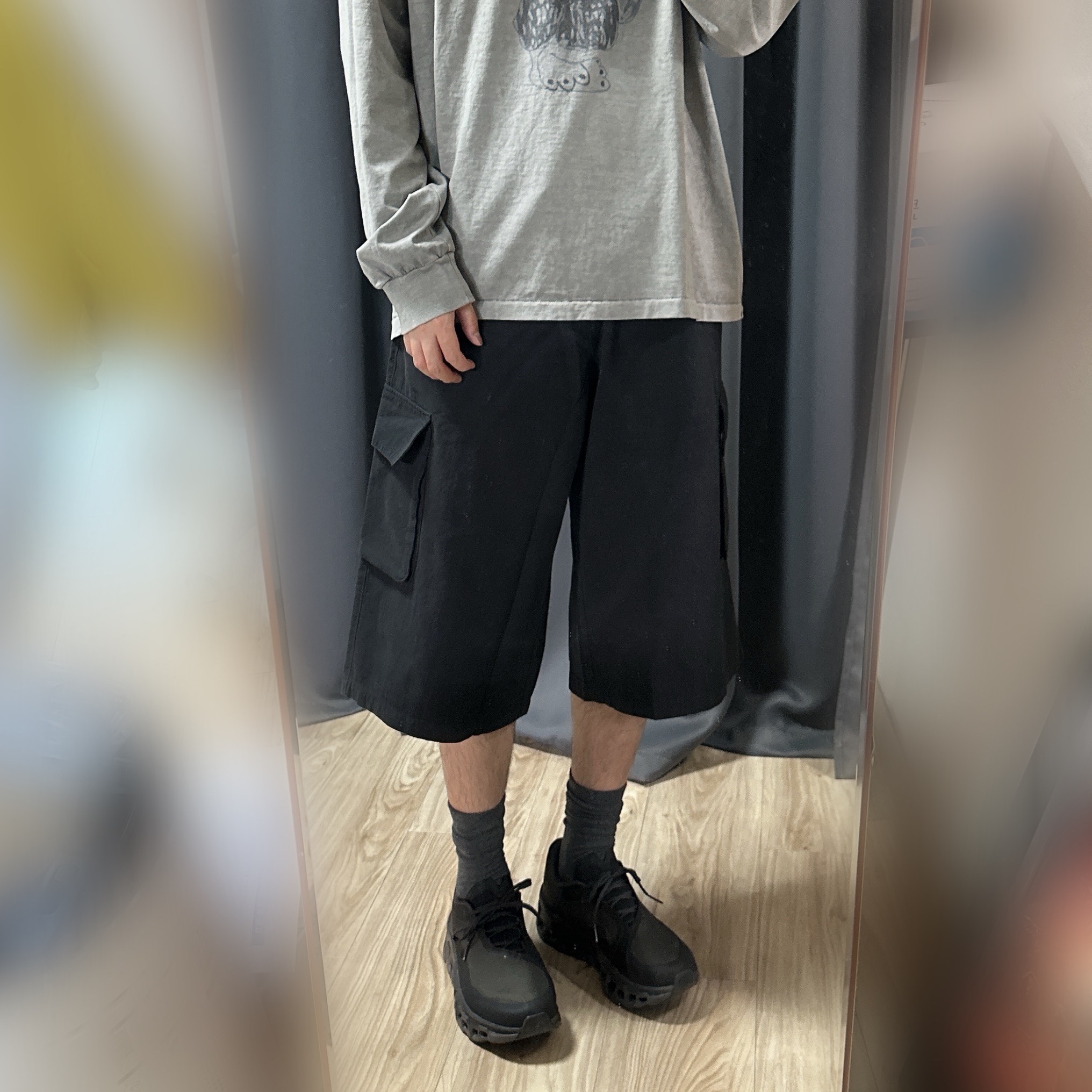 Polyteru Human Index index 1/2 Cargo Pants Black, On Running x Post Archive Faction (Paf) Cloudmonster 2 Thorn Brown 착용 스타일