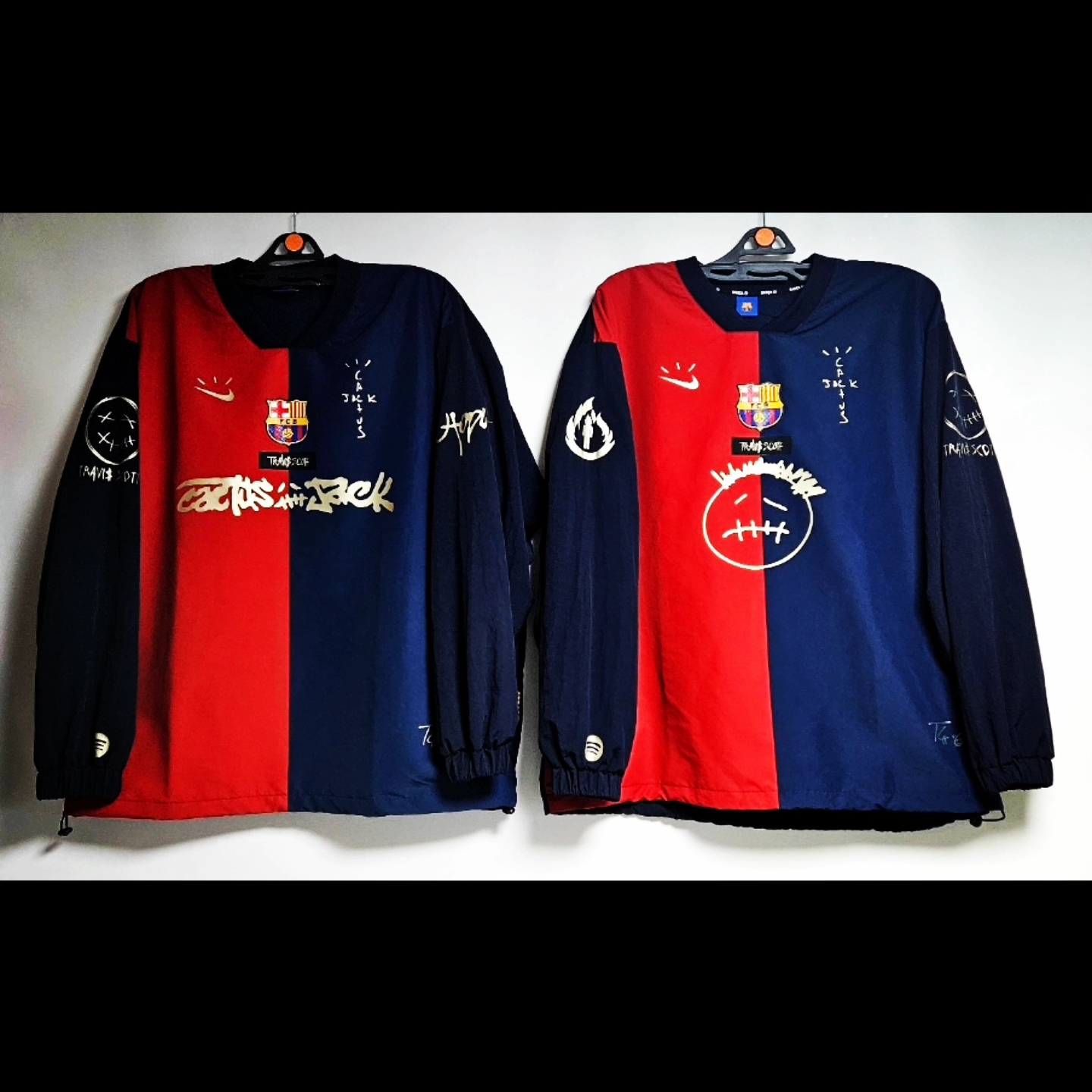 FC Barcelona Classic Line Retro Woven Sweatshirt Navy Red 착용 스타일 - 3