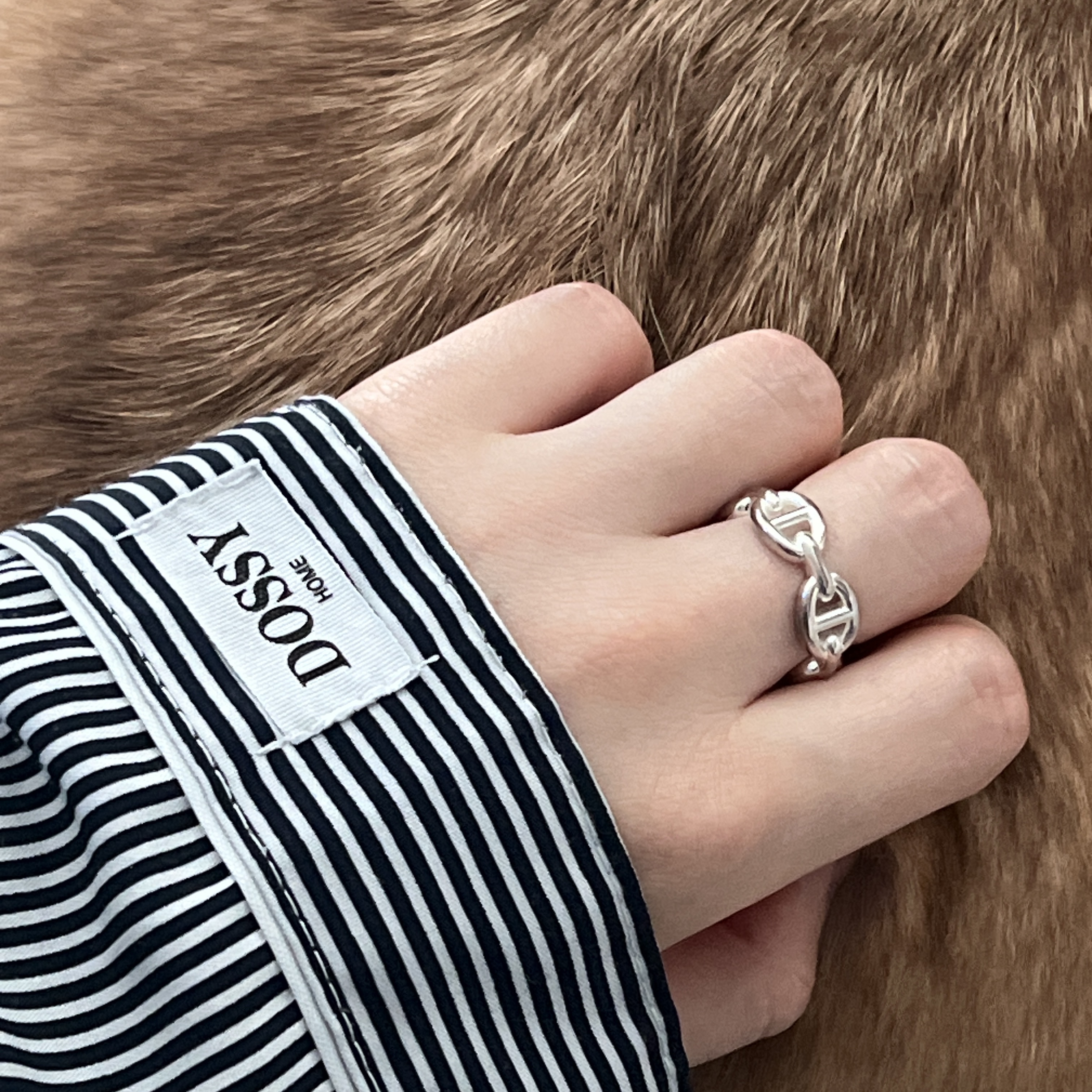 (W) Hermes Small Chaine D'Ancre Enchainee Ring Sterling Silver 착용 스타일 - 1