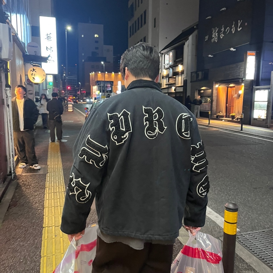 【fujibaba 】Supreme Old English Canvas Supreme Old English Canvas Work Jacket Black Men's - SS25 - US